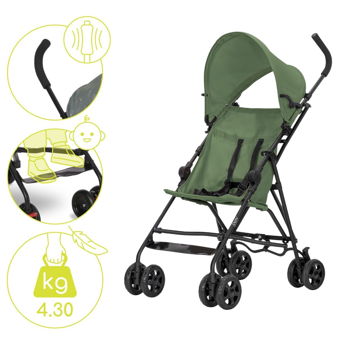 Lorelli Vaya - wózek spacerówka parasolka do 22kg | Green.