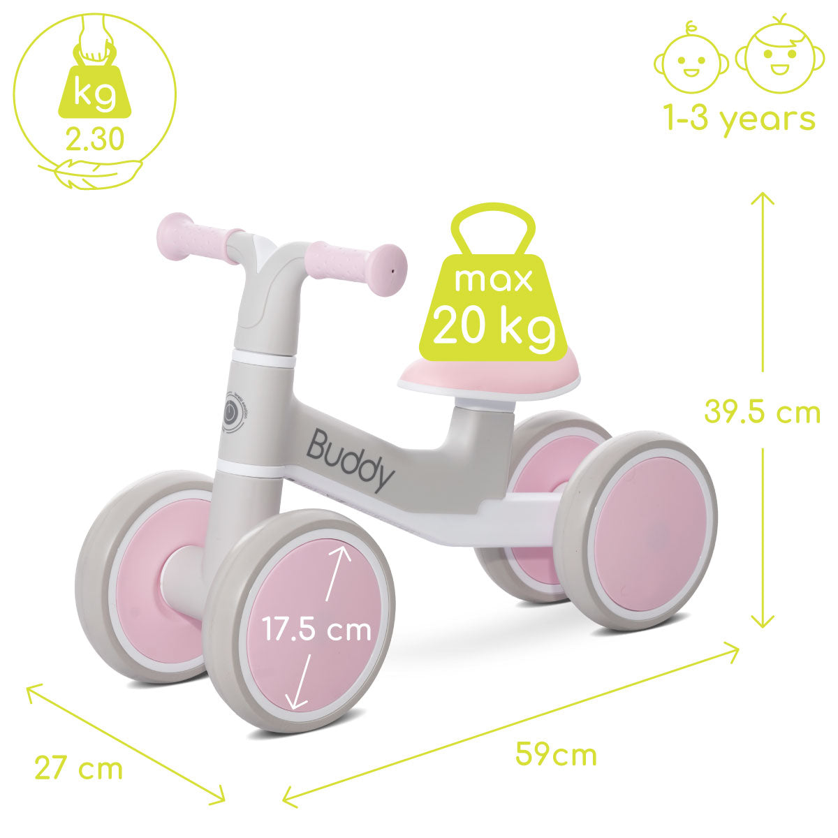 Lorelli Buddy - jeździk, rowerek biegowy | Pink.