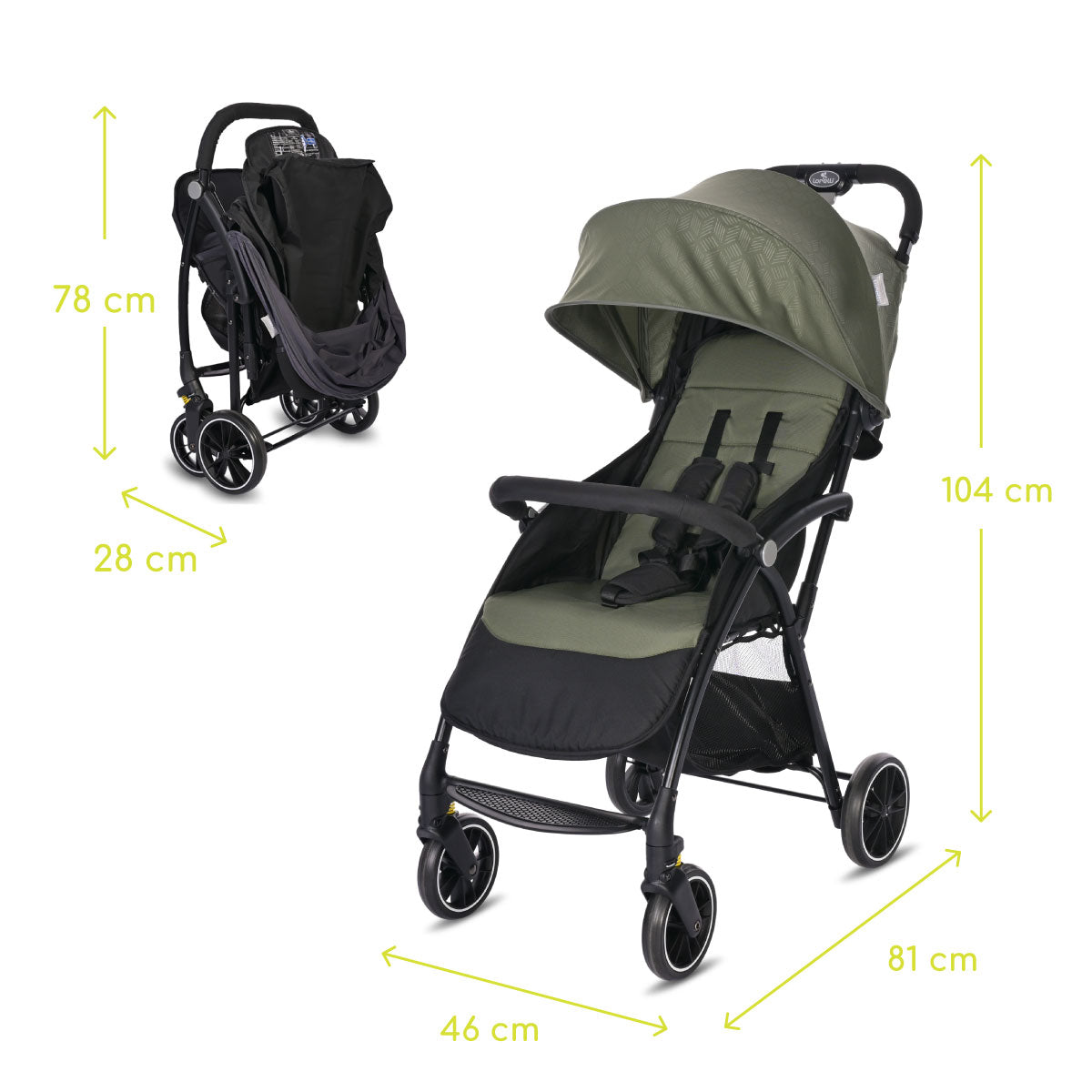 Lorelli Fresh - wózek spacerowy do 22kg | Black Green
