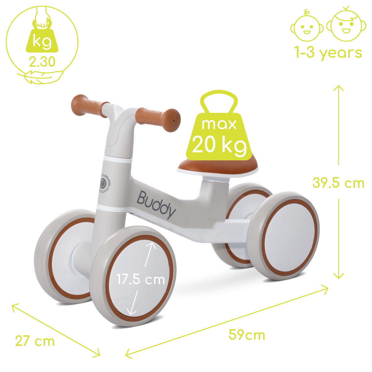 Lorelli Buddy - jeździk, rowerek biegowy | Beige.