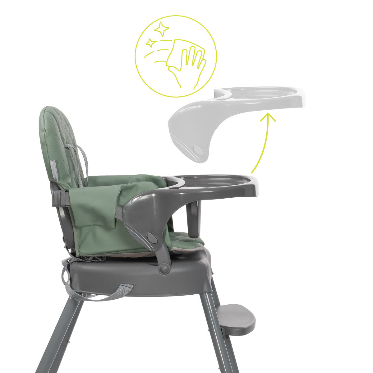 Lorelli Siesta - krzesełko do karmienia 3w1 | Green Leather.