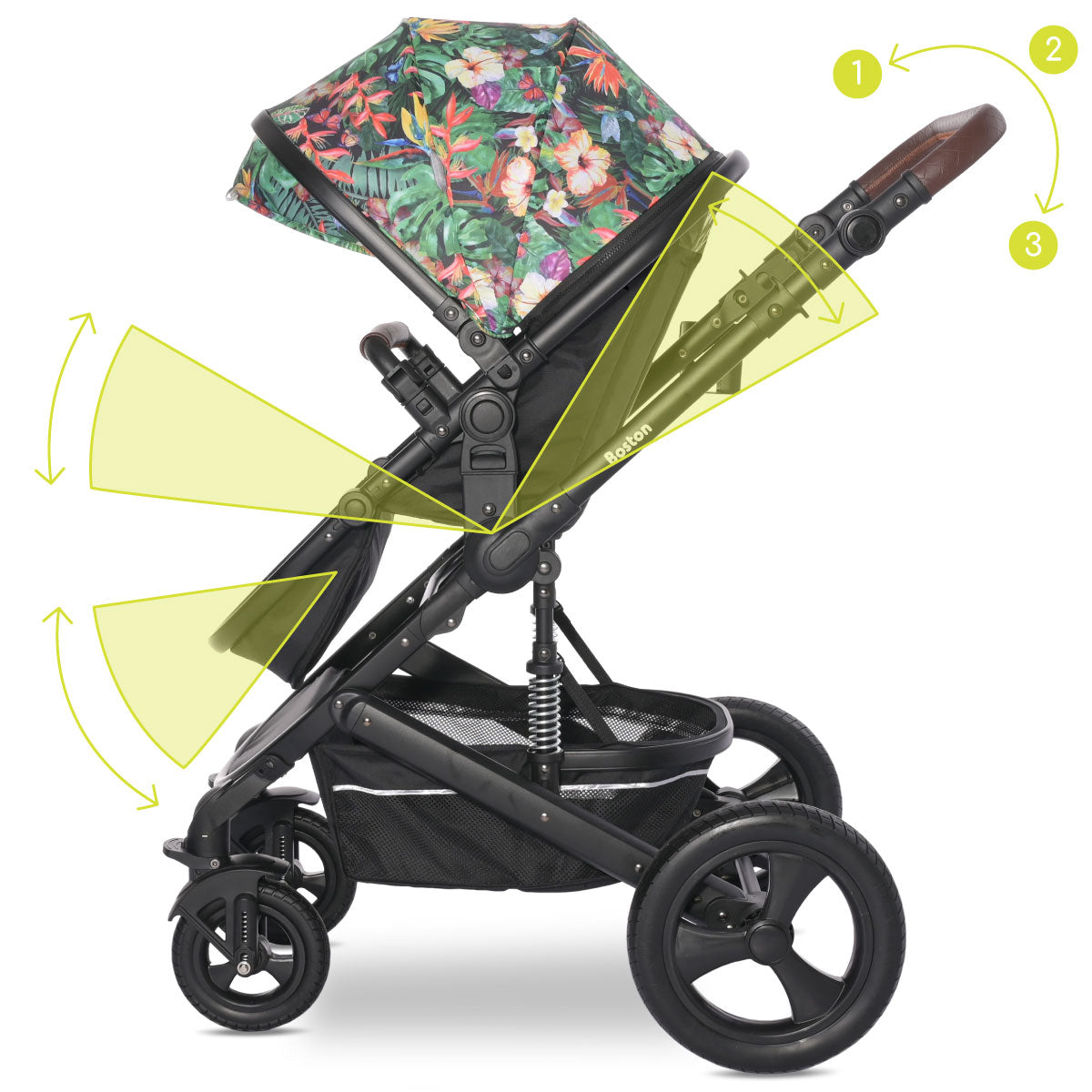 Lorelli Boston - wózek wielofunkcyjny 2w1 | Tropical Flower + adaptery