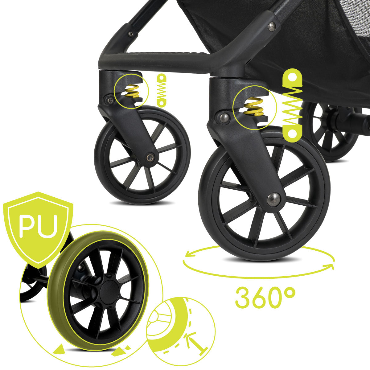 Lorelli Noir - wózek spacerowy do 22kg | Green