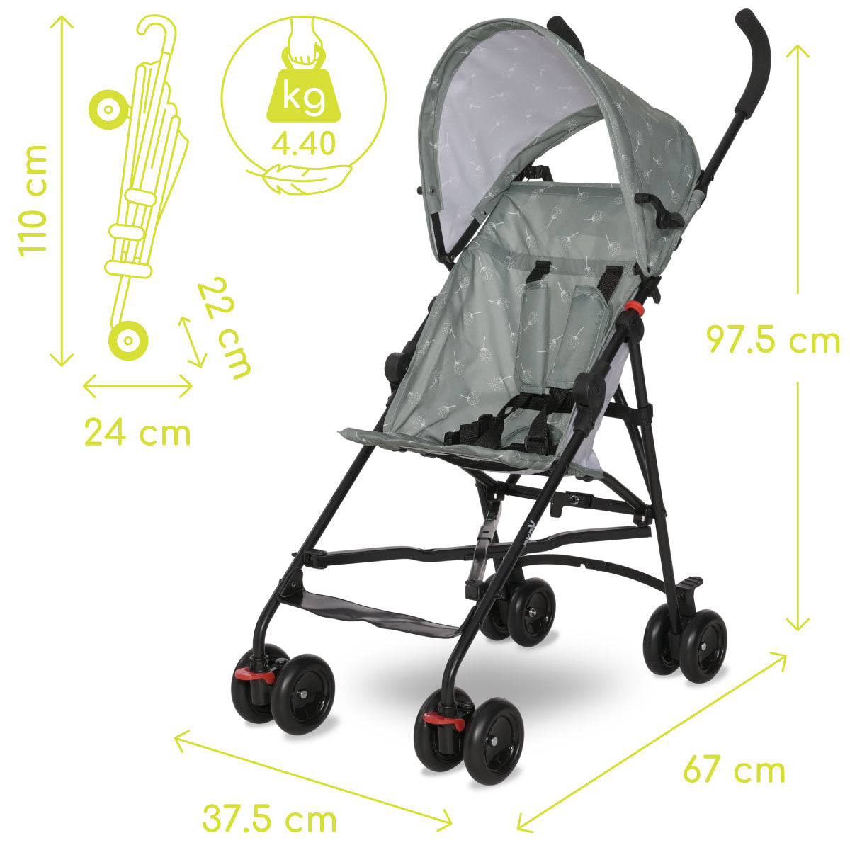 Lorelli Vaya - wózek spacerówka parasolka | Iceberg Green.