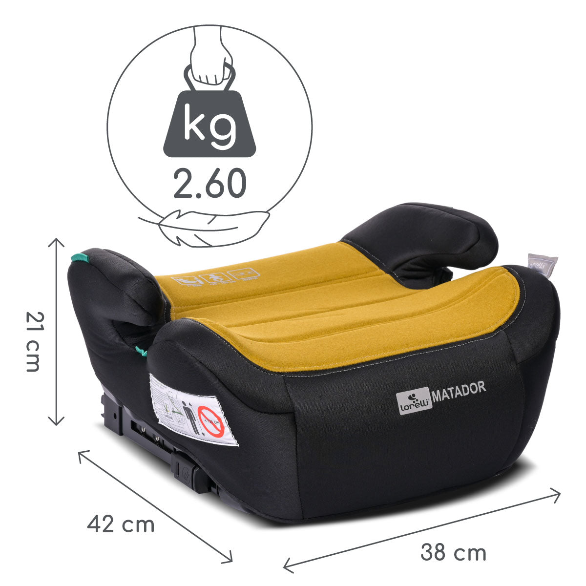 Lorelli Matador - podstawka samochodowa ISOFIX 125-150cm | Lemon Curry.