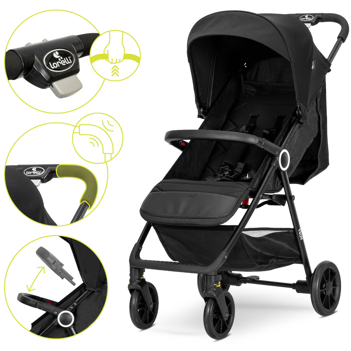 Lorelli Noir - wózek spacerowy do 22kg | Black