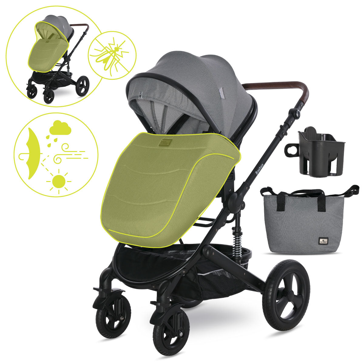 Lorelli Boston - wózek wielofunkcyjny 2w1 | Grey + adaptery