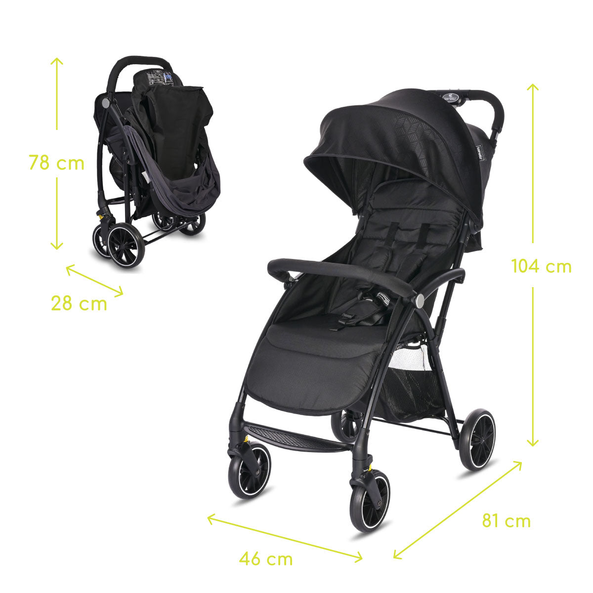 Lorelli Fresh - wózek spacerowy do 22kg | Black Jasper