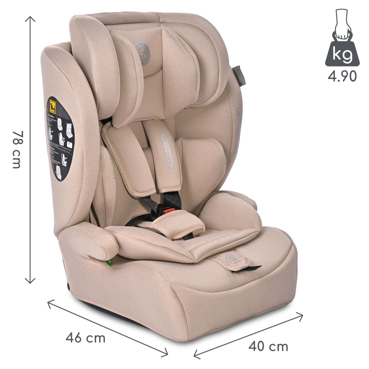 Lorelli Adventure - fotelik i-Size 76-150cm | Beige.