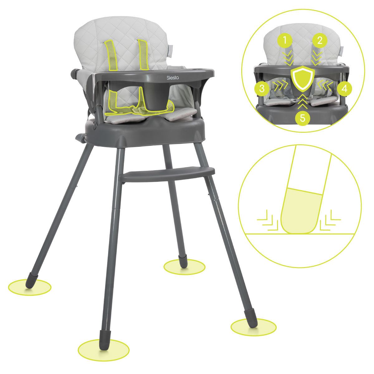 Lorelli Siesta - krzestełko do karmenia 3w1 | Grey Leather.