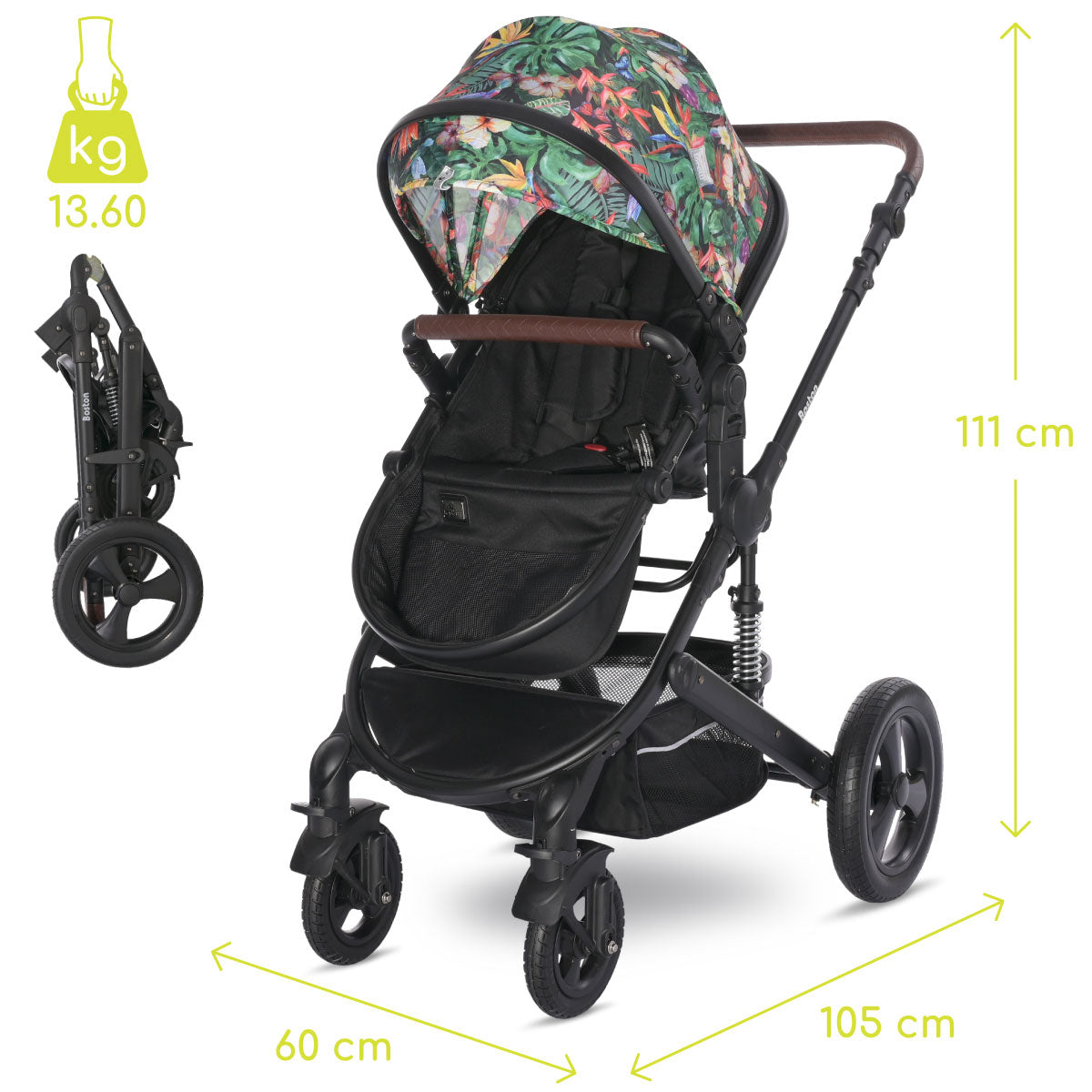 Lorelli Boston - wózek wielofunkcyjny 2w1 | Tropical Flower + adaptery