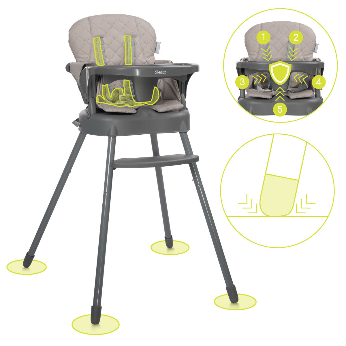 Lorelli Siesta - krzestełko do karmenia 3w1 | Beige Leather.