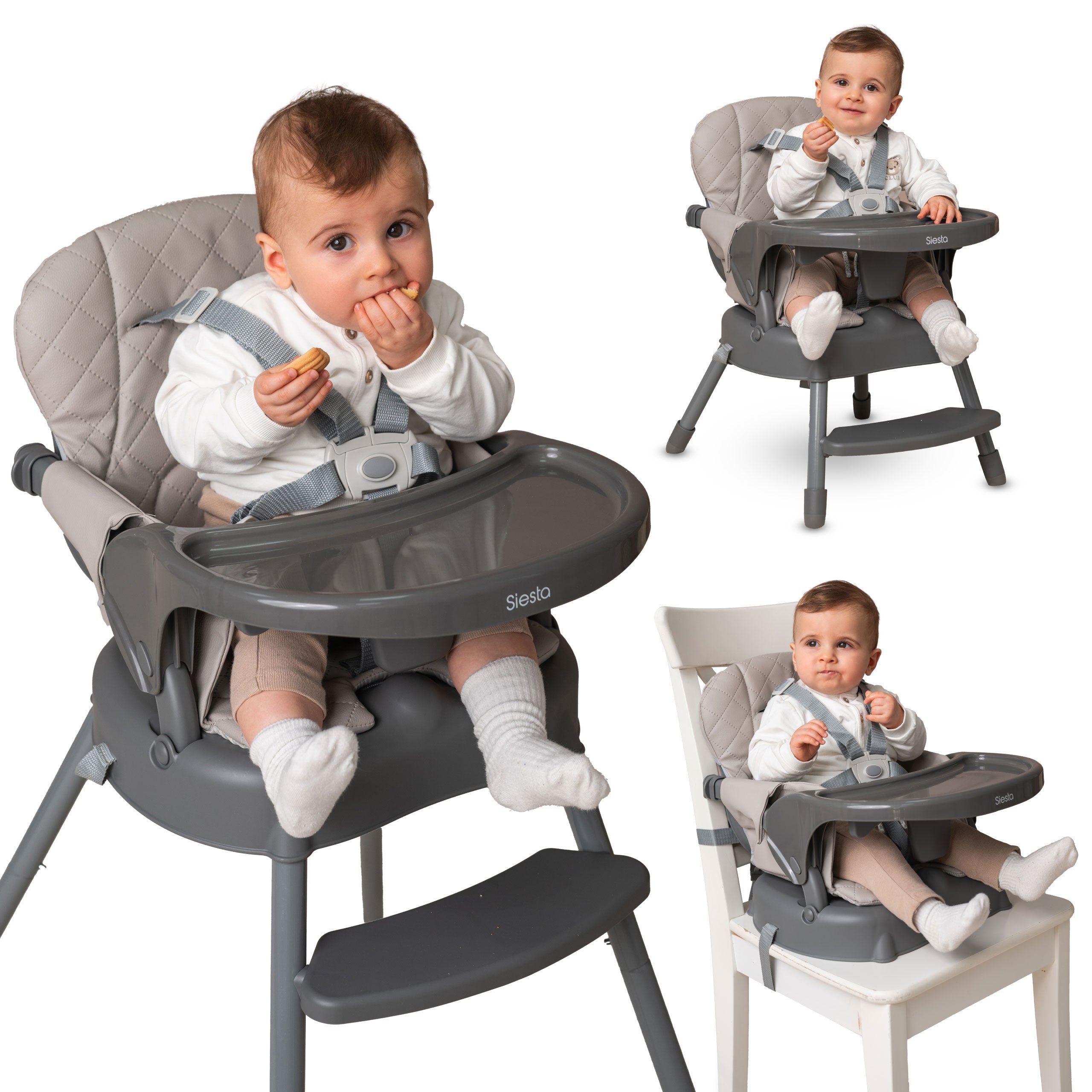 Lorelli Siesta - krzestełko do karmenia 3w1 | Grey Leather.