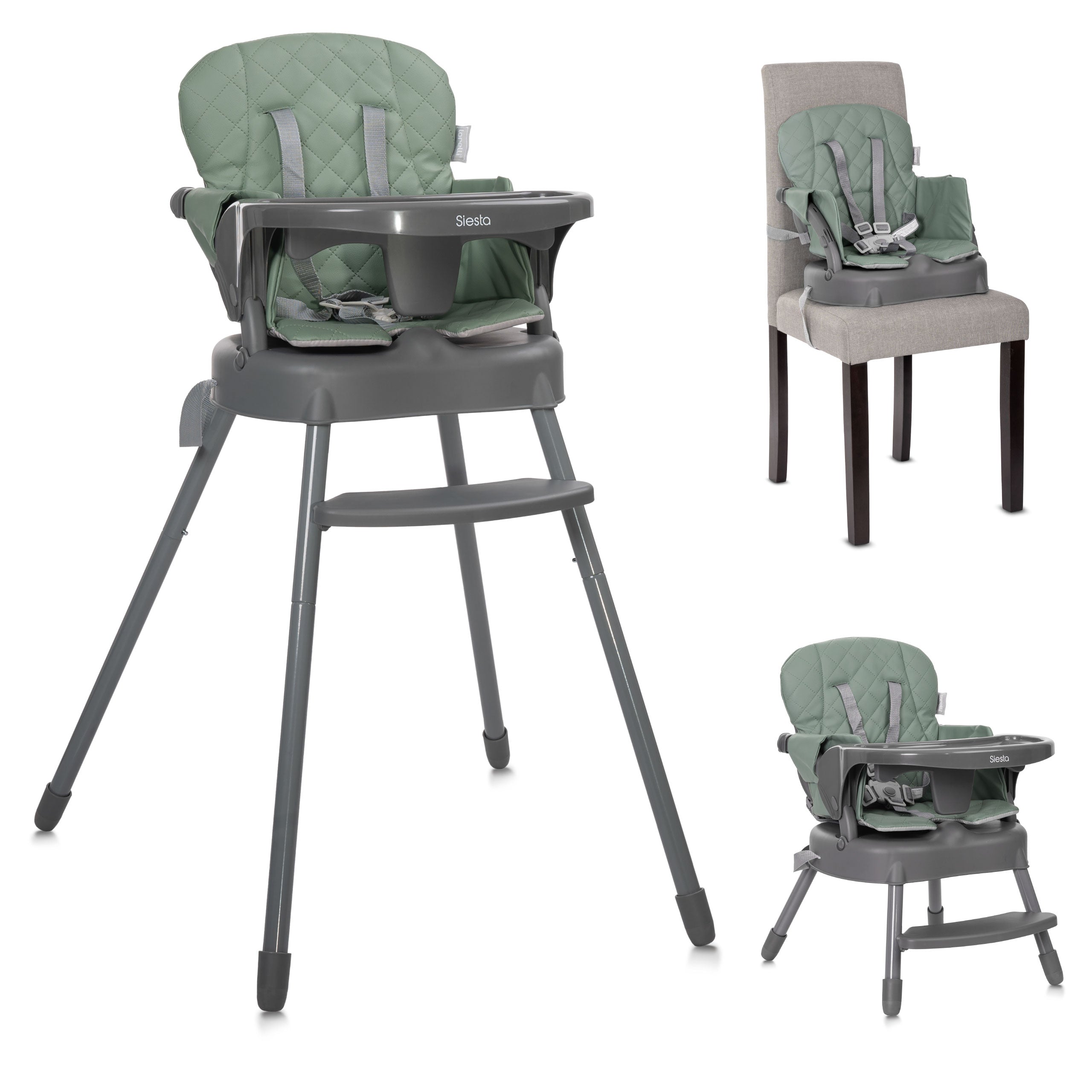 Lorelli Siesta - krzesełko do karmienia 3w1 | Green Leather.