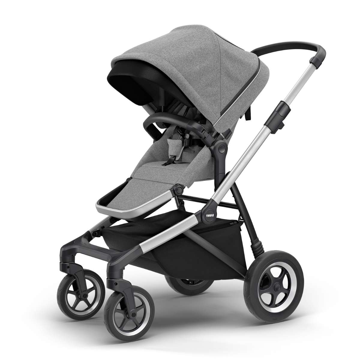 Thule Sleek Wózek spacerowy 3w1 zestaw z gondolą Grey Melange on Aluminum