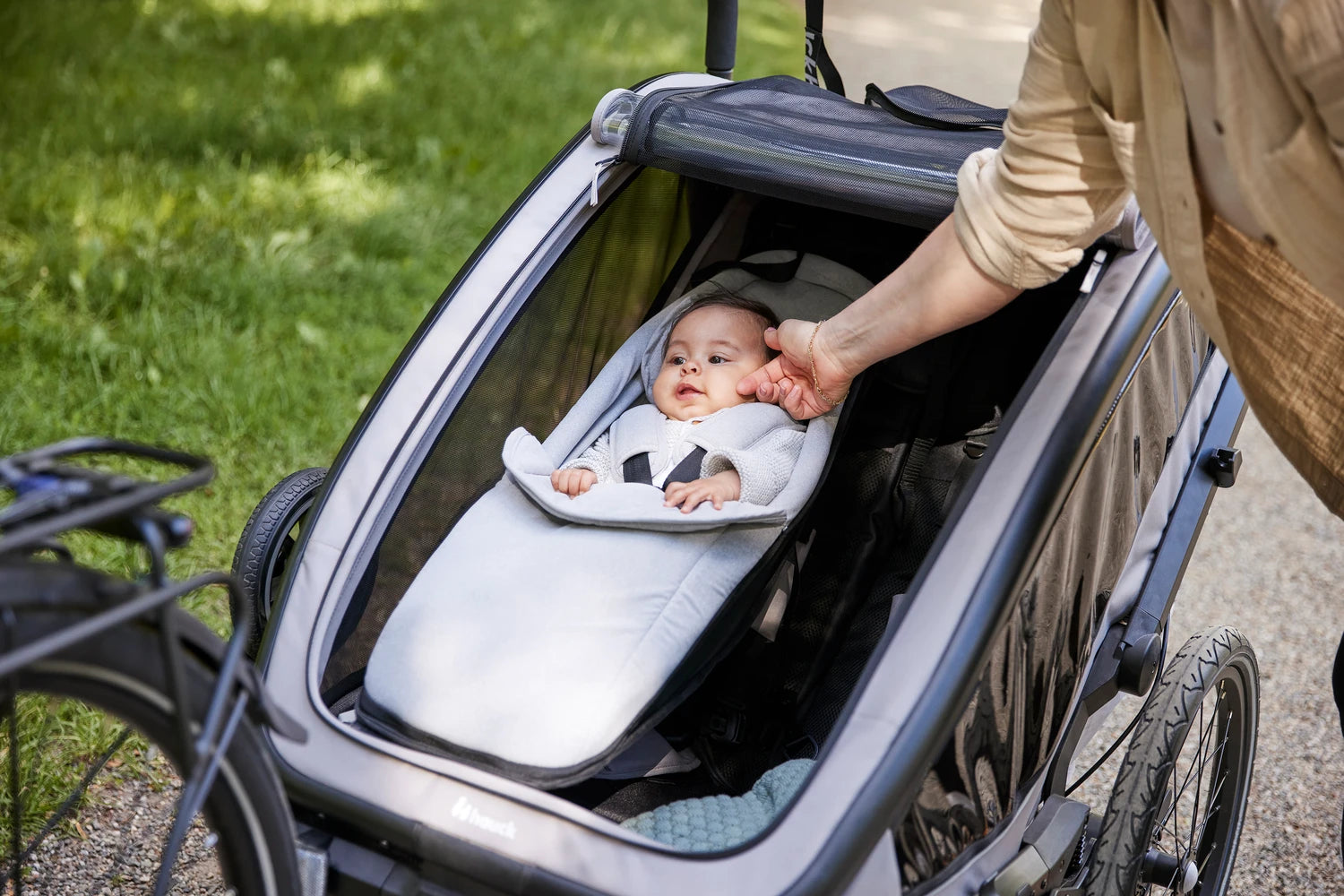 Hauck Bike n Walk duo - przyczepka rowerowa dwuosobowa | Dark Green.