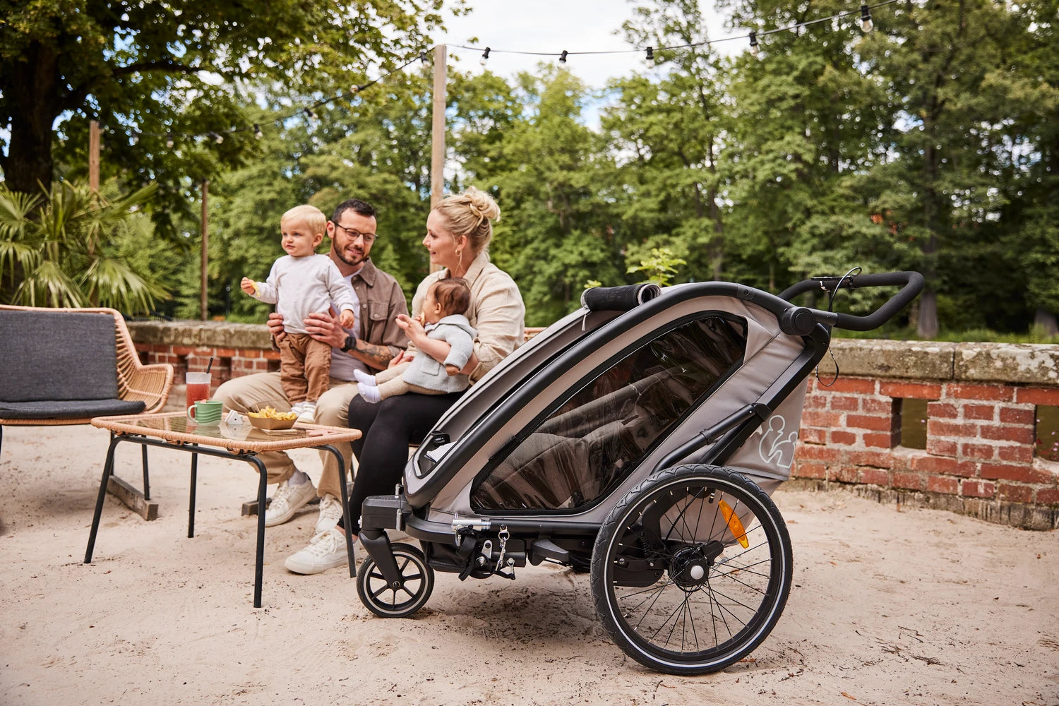 Hauck Bike n Walk duo - przyczepka rowerowa dwuosobowa | Light Grey.