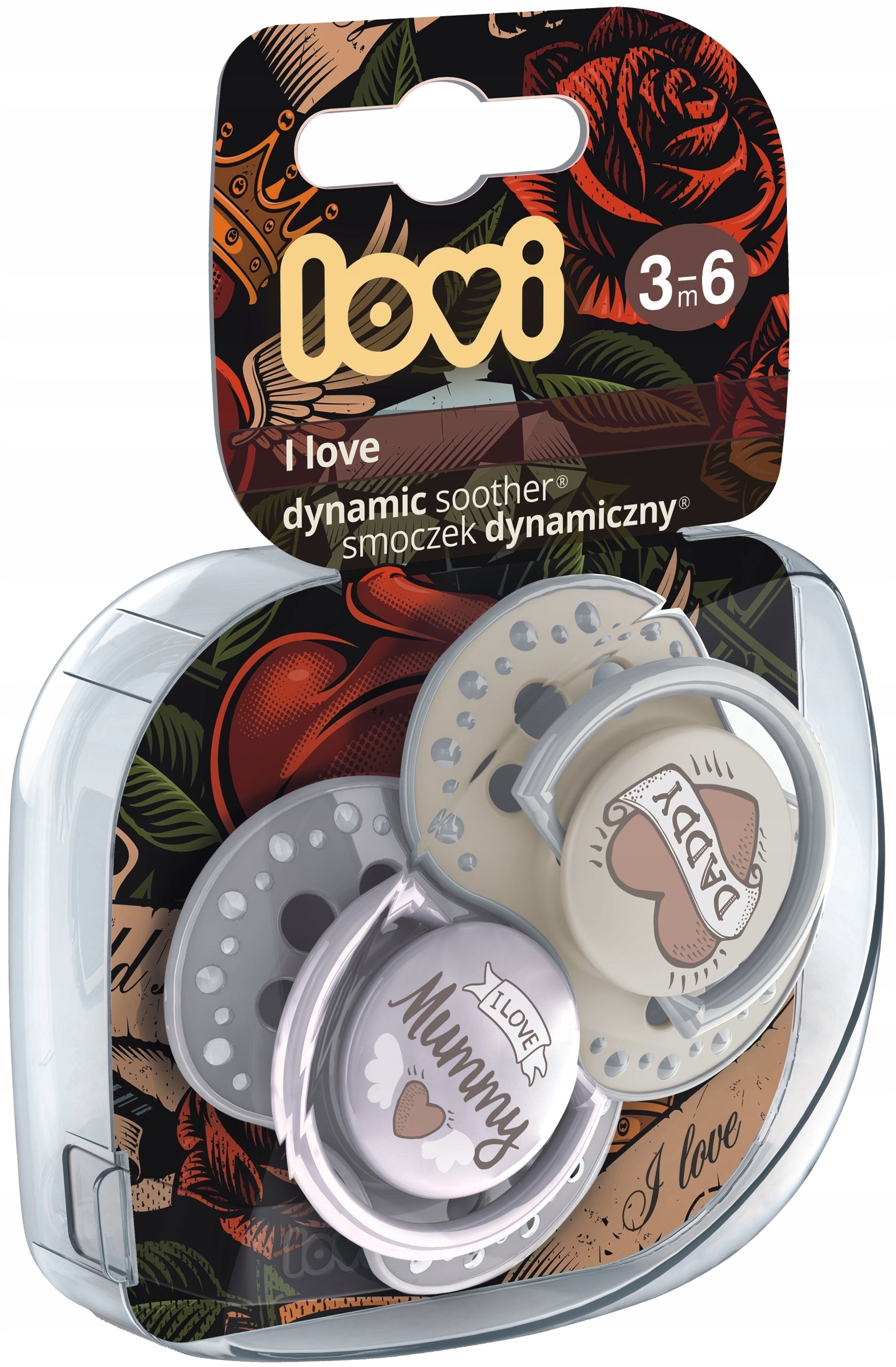 LOVI Smoczek uspakajający dynamiczny 3-6 m I LOVE
