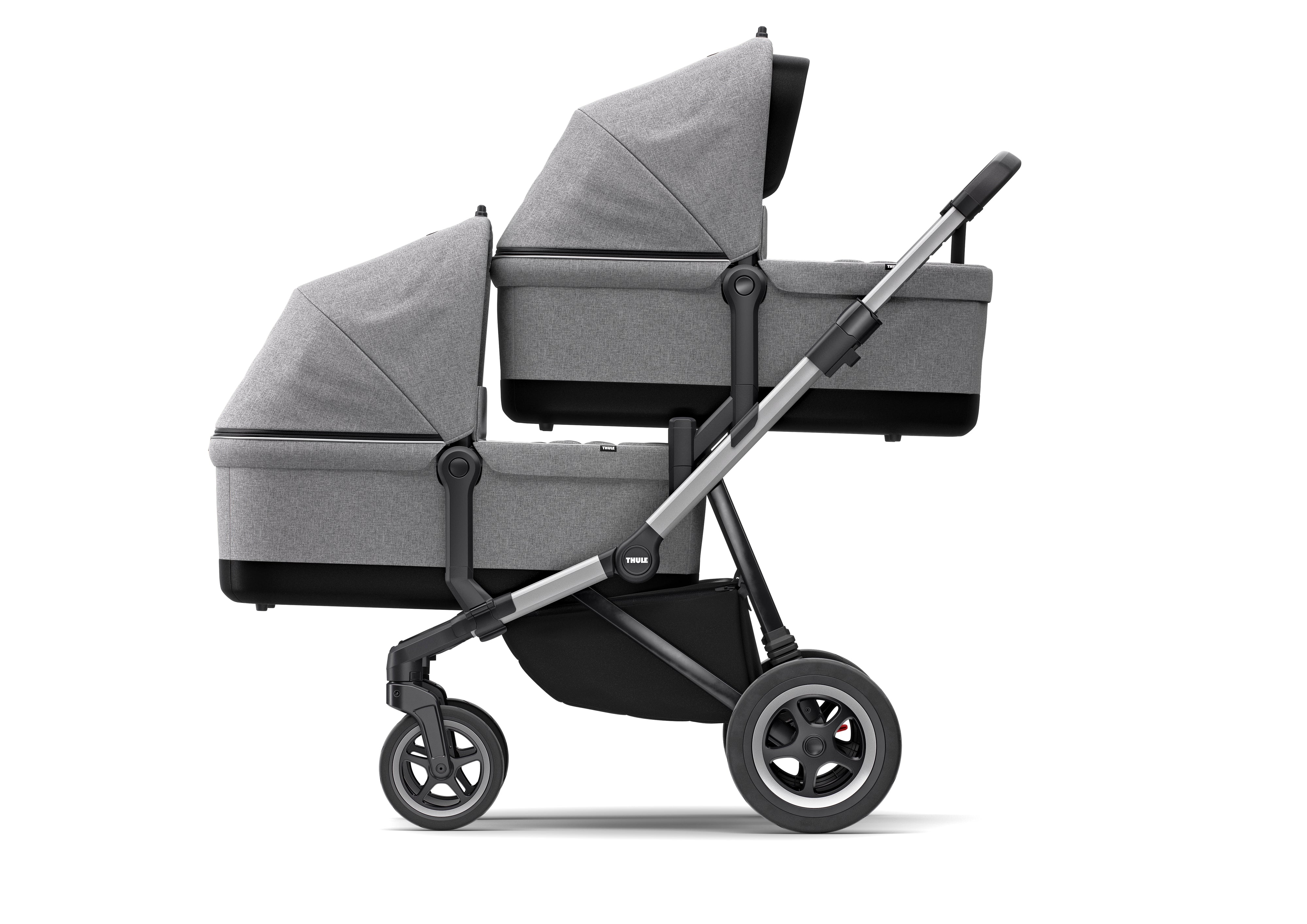 Thule Sleek Wózek spacerowy 3w1 zestaw z gondolą Grey Melange on Aluminum