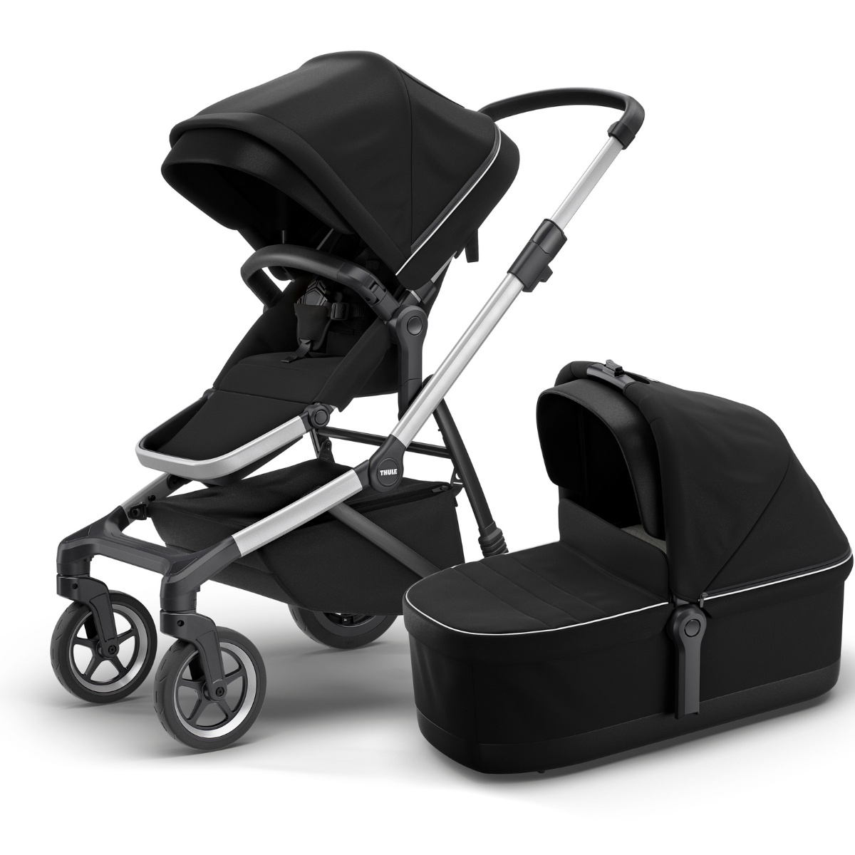 Thule Sleek Wózek spacerowy 3w1 zestaw z gondolą Midnight Black on Aluminum