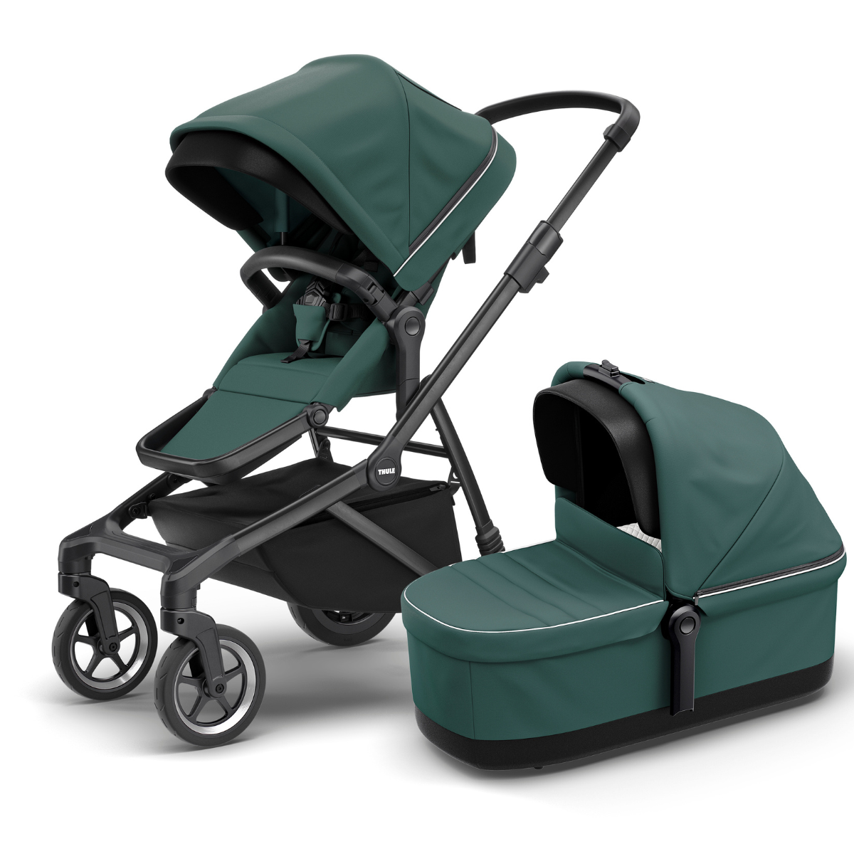Thule Sleek Wózek spacerowy 3w1 zestaw z gondolą Mallard Green on Black