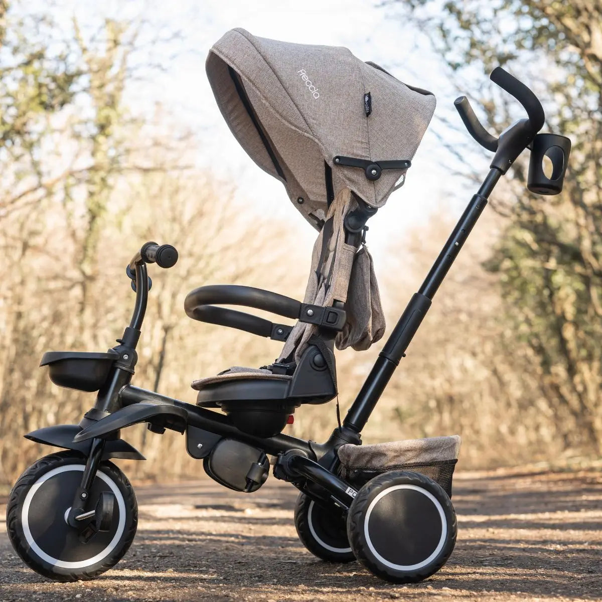 Lorelli Freccia - rowerek trójkołowy 5w1 pchacz składany z funkcją wolnego koła czarny.