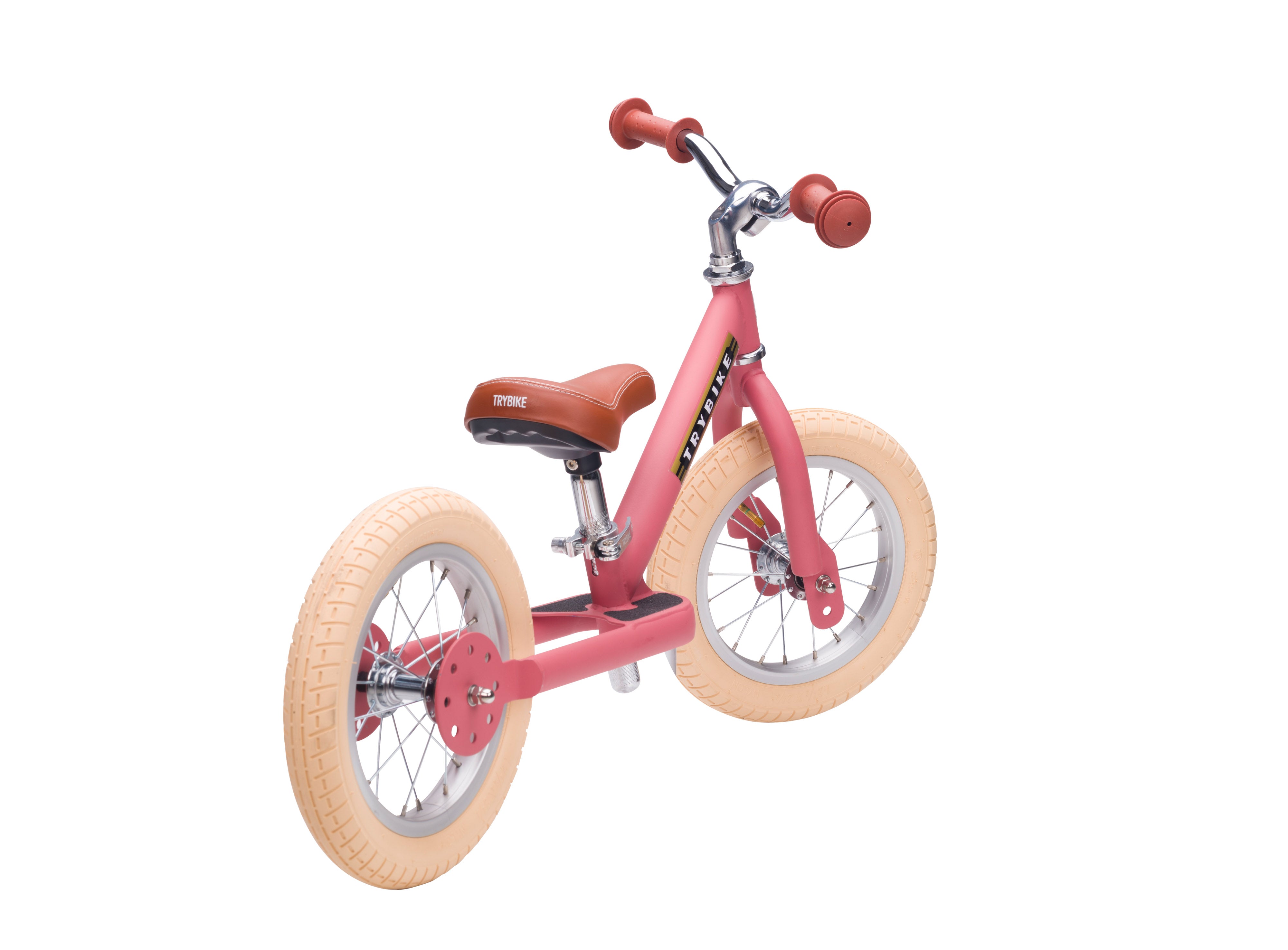 Pierwszy rowerek trójkołowy dziecięcy biegowy 2w1 różowy matowy Trybike