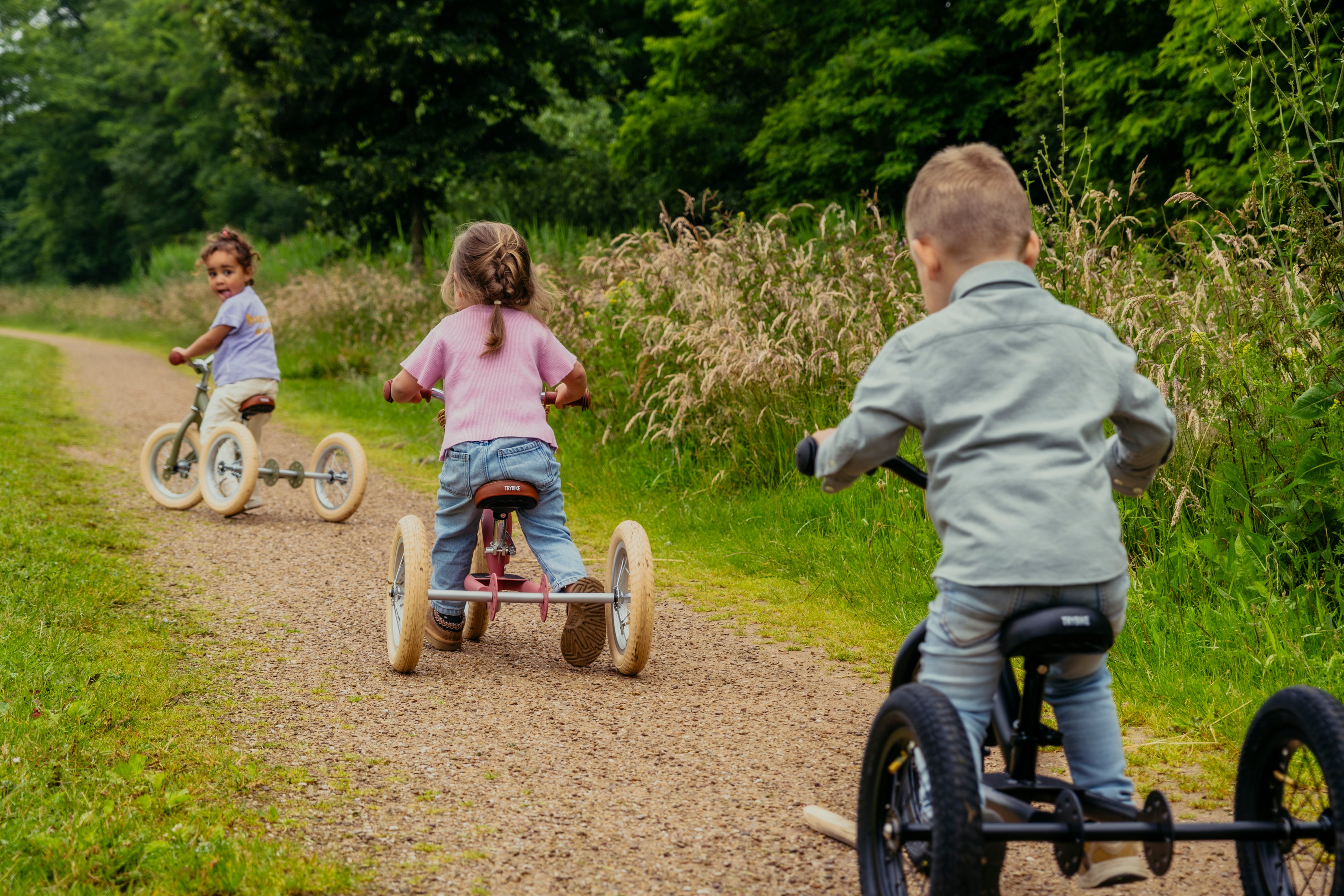 Pierwszy rowerek trójkołowy dziecięcy biegowy 2w1 czerwony matowy Trybike vintage 3wheeler