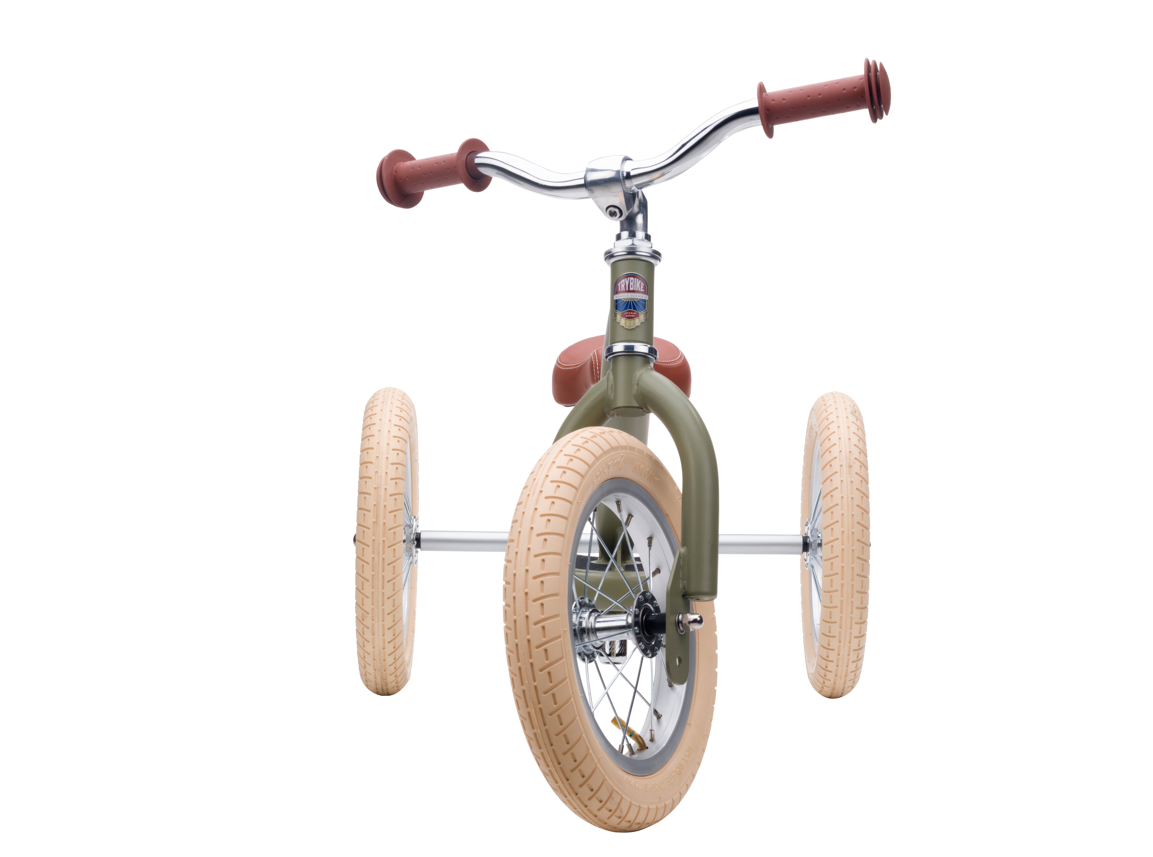 Pierwszy rowerek trójkołowy dziecięcy biegowy 2w1 zielony matowy Trybike