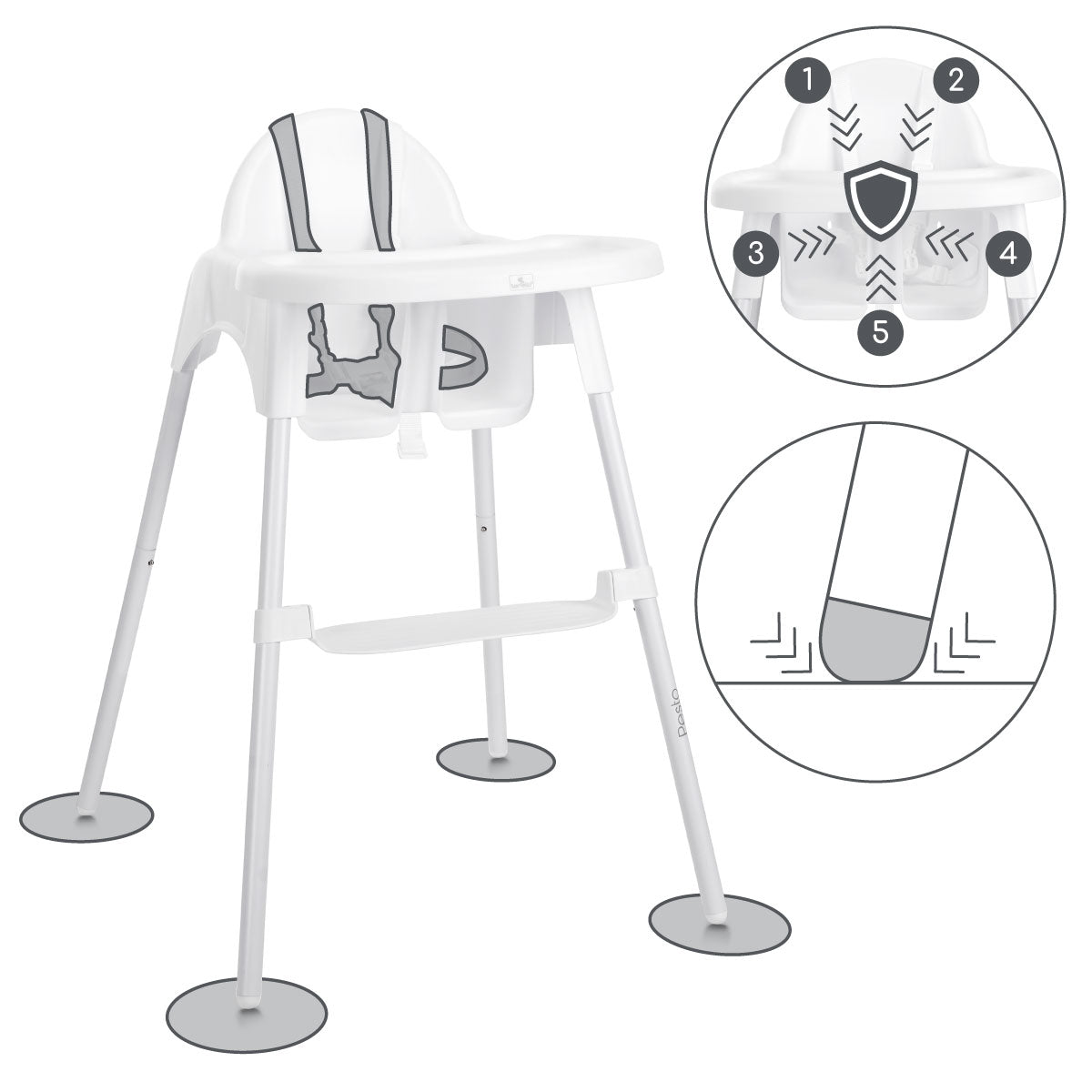 Lorelli Pesto - krzesełko do karmienia | White.