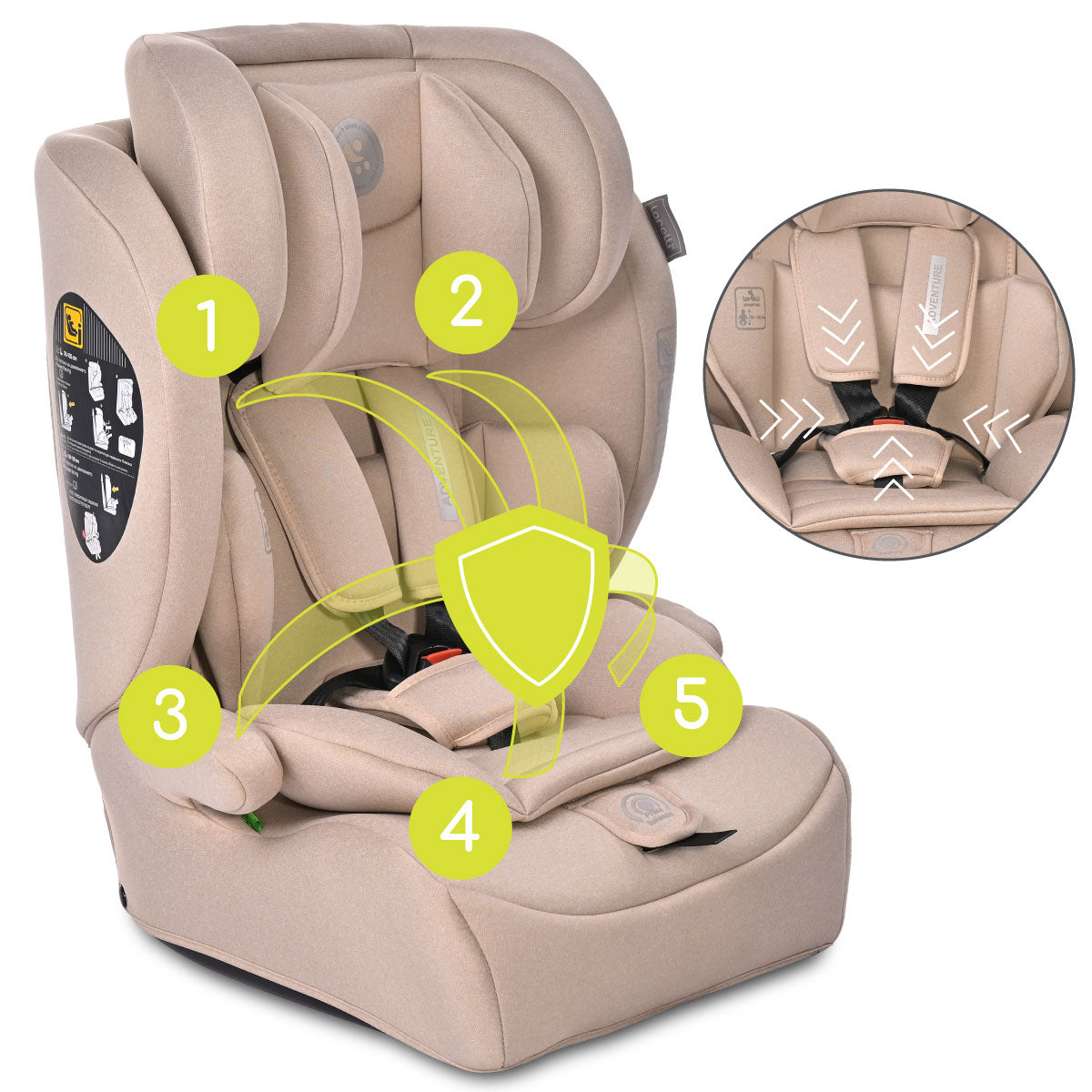 Lorelli Adventure - fotelik i-Size 76-150cm | Beige.