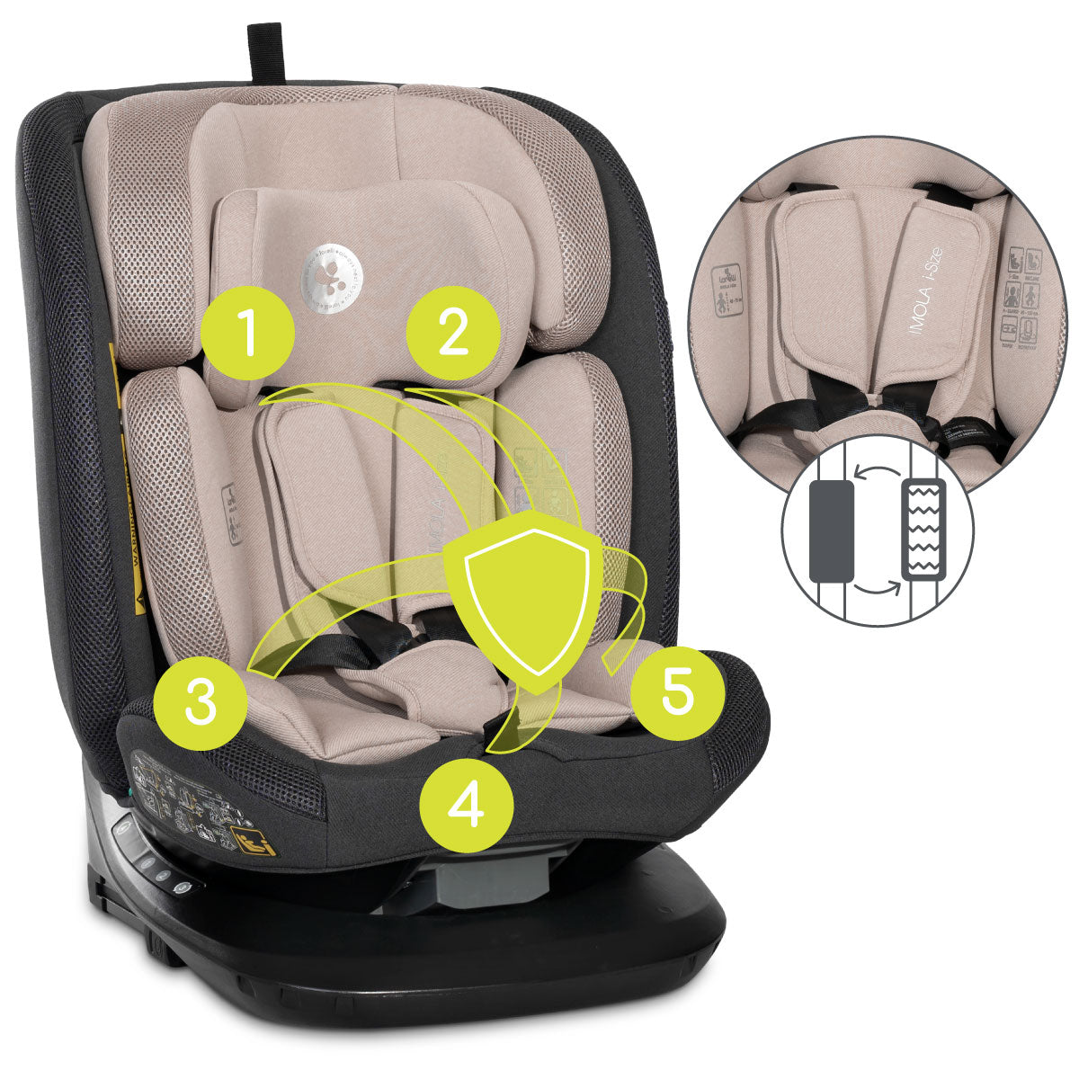 Lorelli Imola - fotelik i-Size 40-150 cm ISOFIX 360 | Beige.