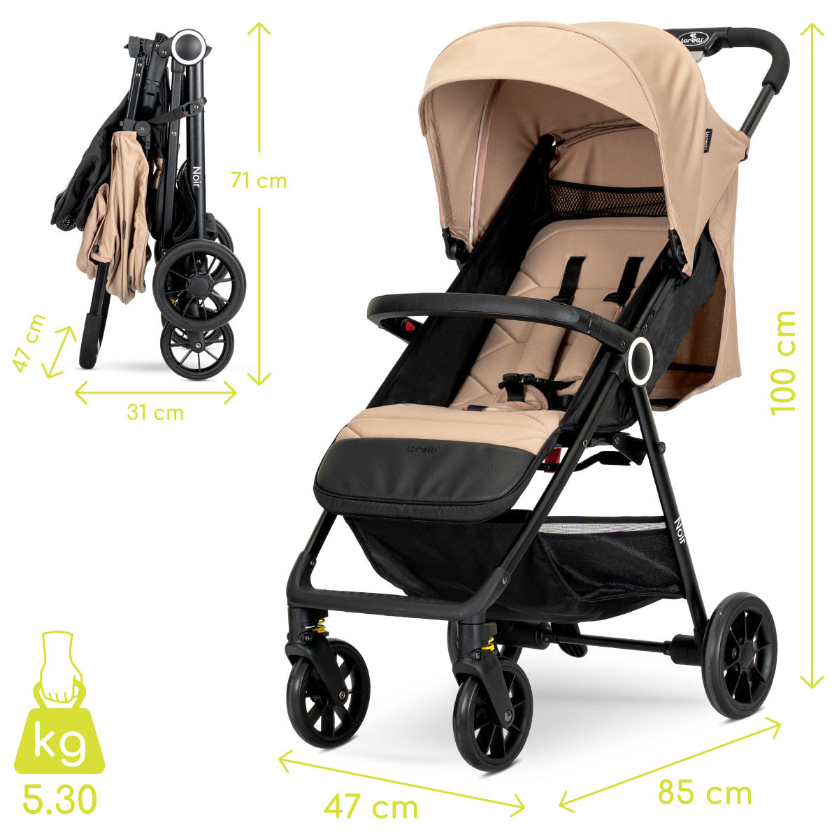 Lorelli Noir - wózek spacerowy do 22kg | Beige