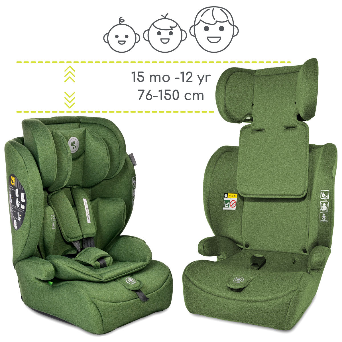 Lorelli Adventure - fotelik i-Size 76-150cm | Green.