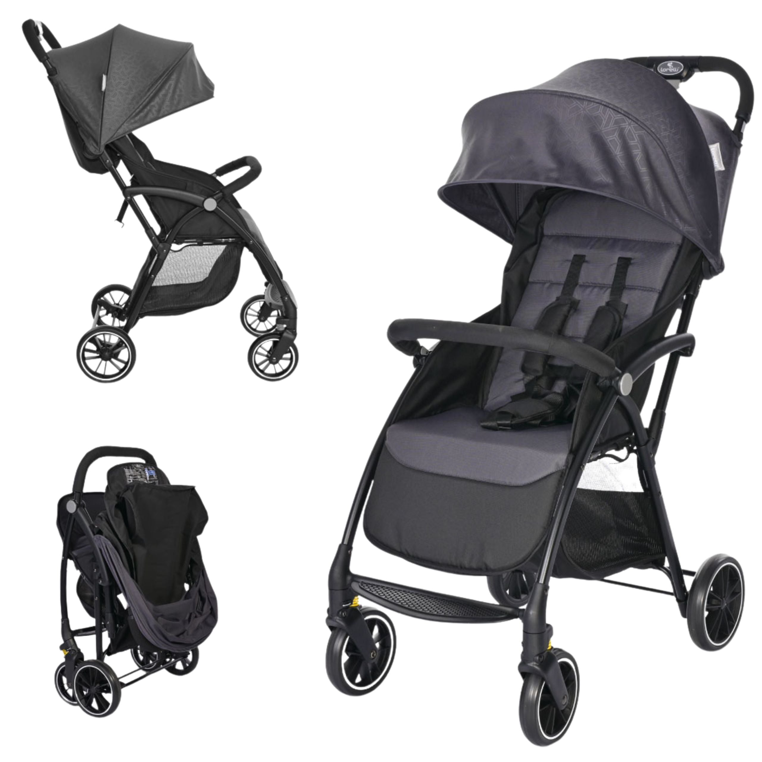 Lorelli Fresh - wózek spacerowy do 22kg | Black Grey