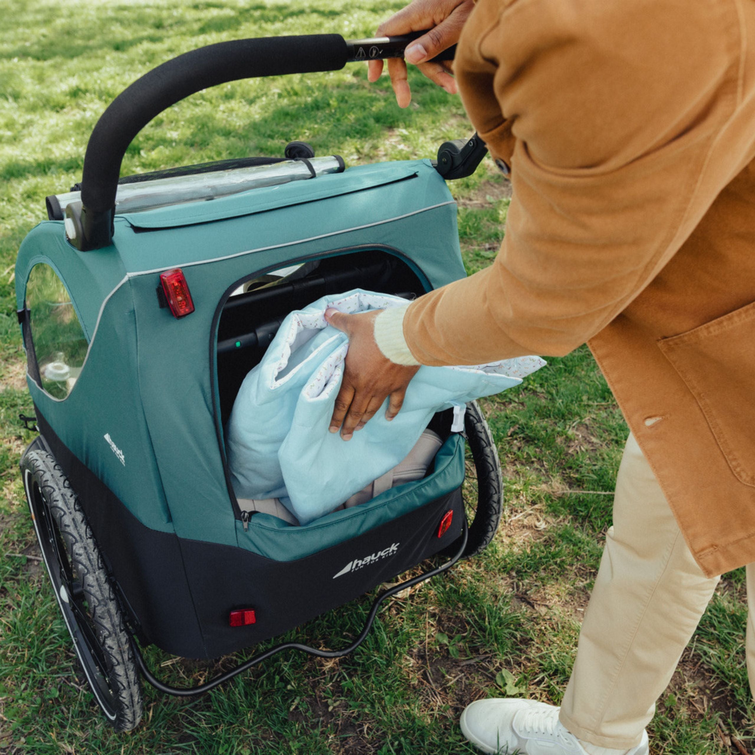 Hauck Dryk Duo - przyczepka rowerowa dwuosobowa | Grey.