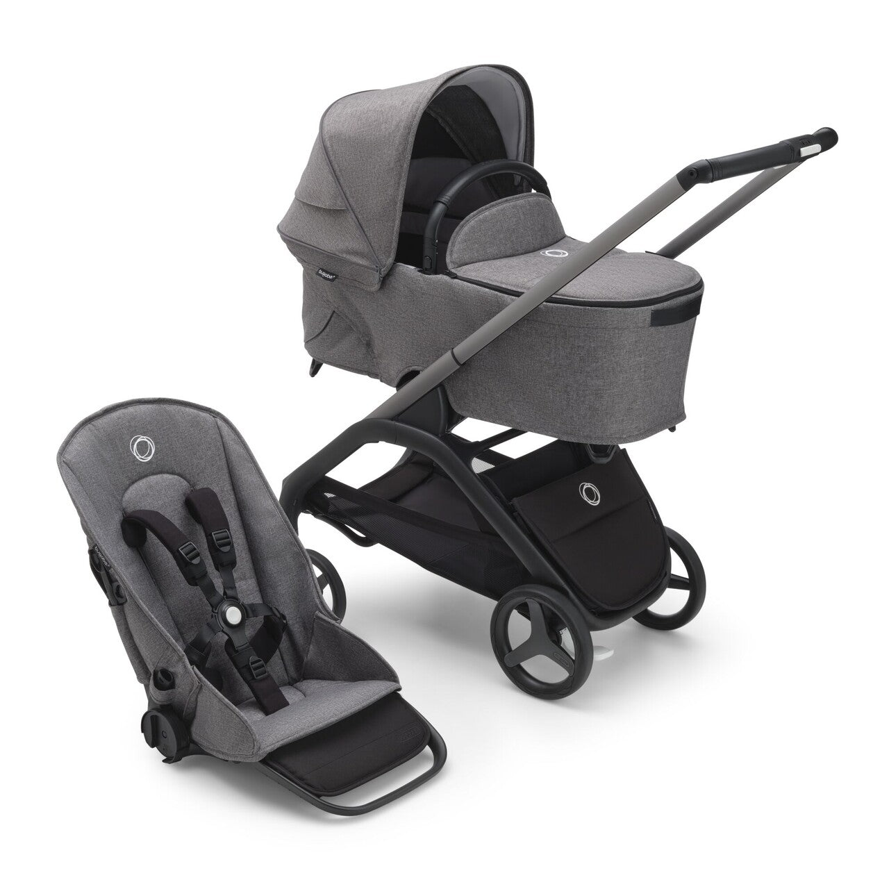 Bugaboo Dragonfly baza wózka bez budki BLACK/GREY MELANGE