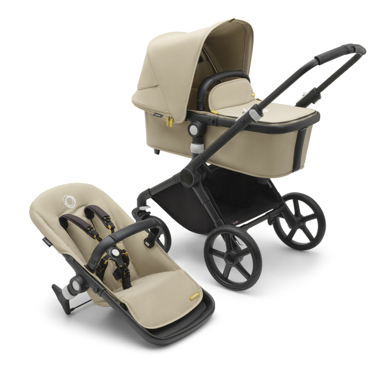 Bugaboo Fox Cub Wózek 2w1 Komplet Black/Desert Beige-Desert Beige