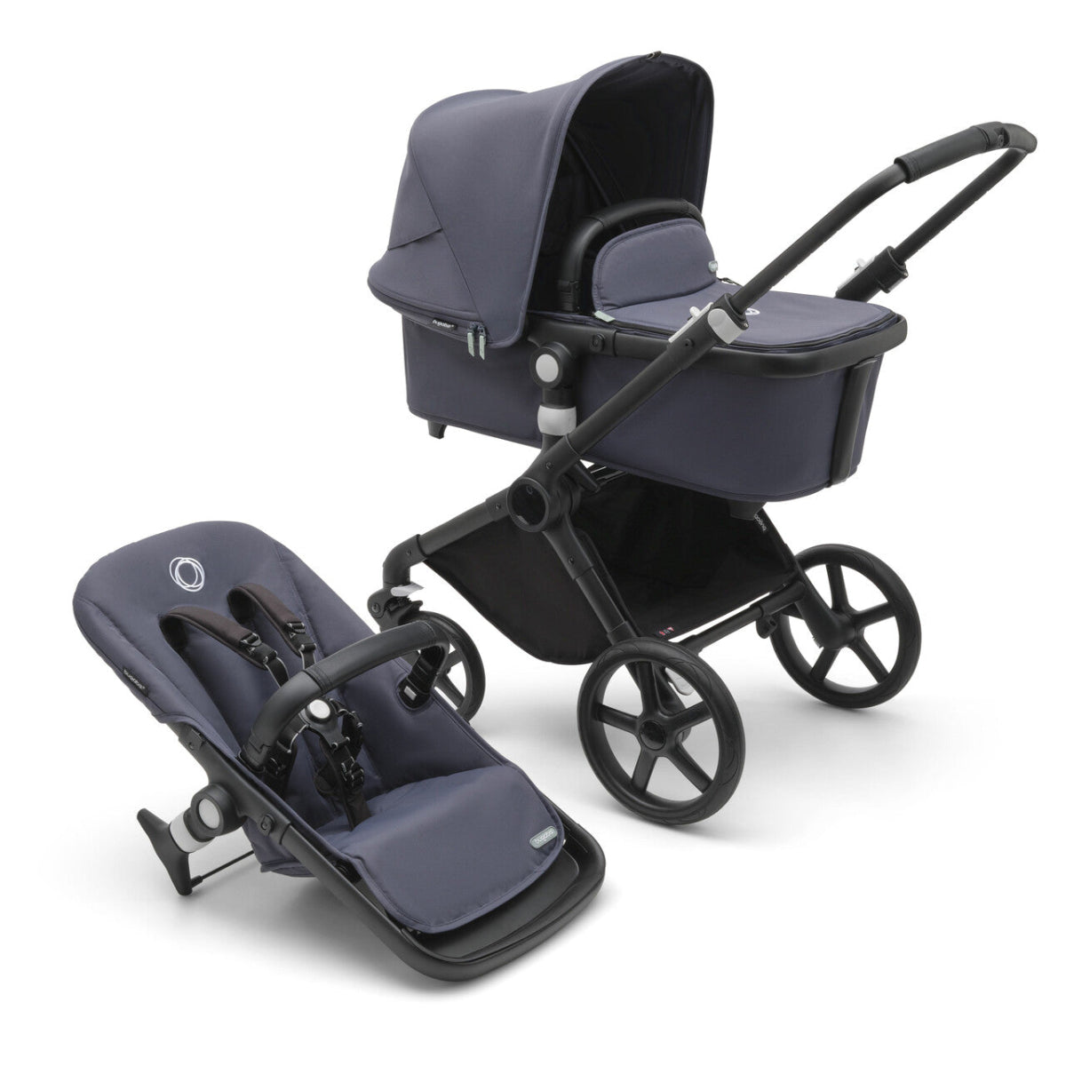 Bugaboo Fox Cub Wózek 2w1 Komplet Black/Stormy Blue-Stormy Blue