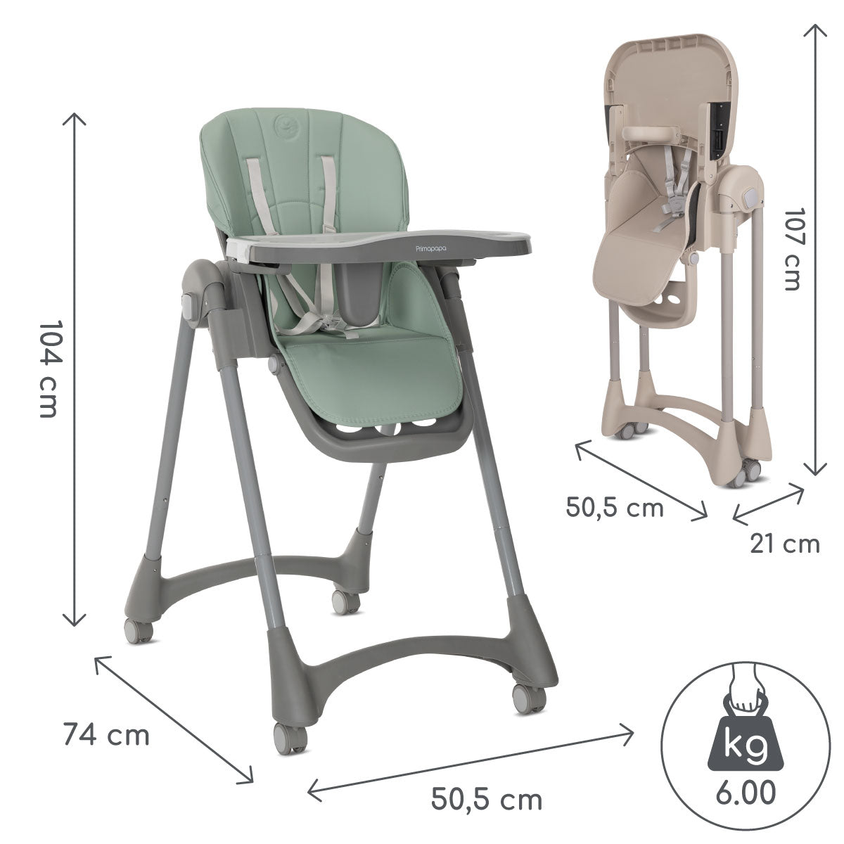 Lorelli Primapapa - krzesełko do karmienia | Green.