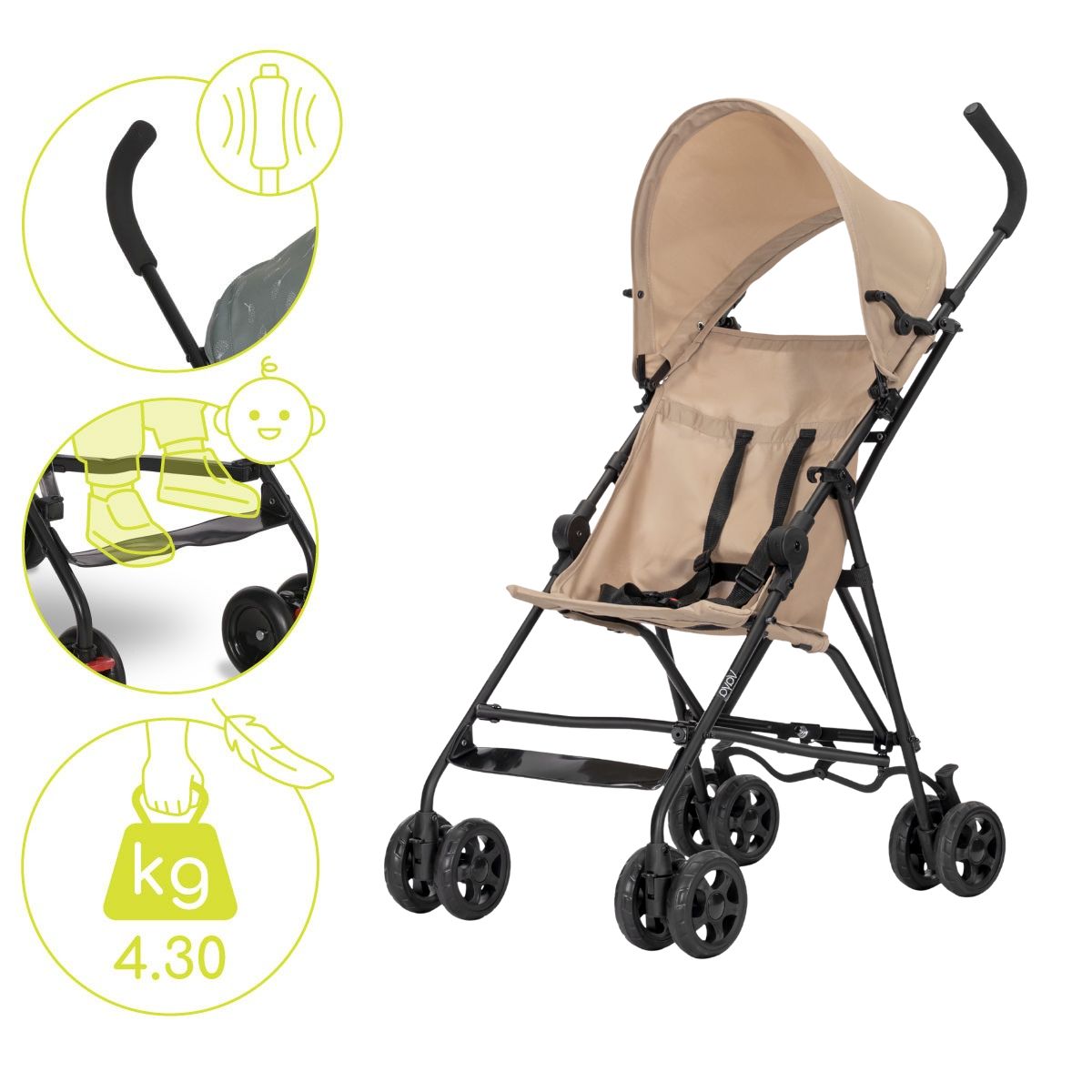 Lorelli Vaya - wózek spacerówka parasolka do 22kg | Beige.