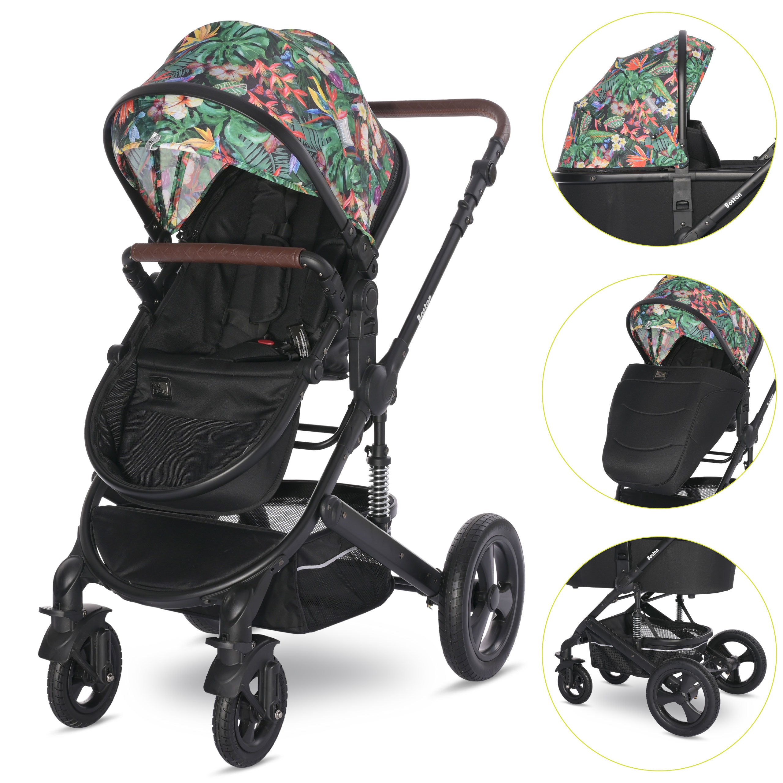 Lorelli Boston - wózek wielofunkcyjny 2w1 | Tropical Flower + adaptery