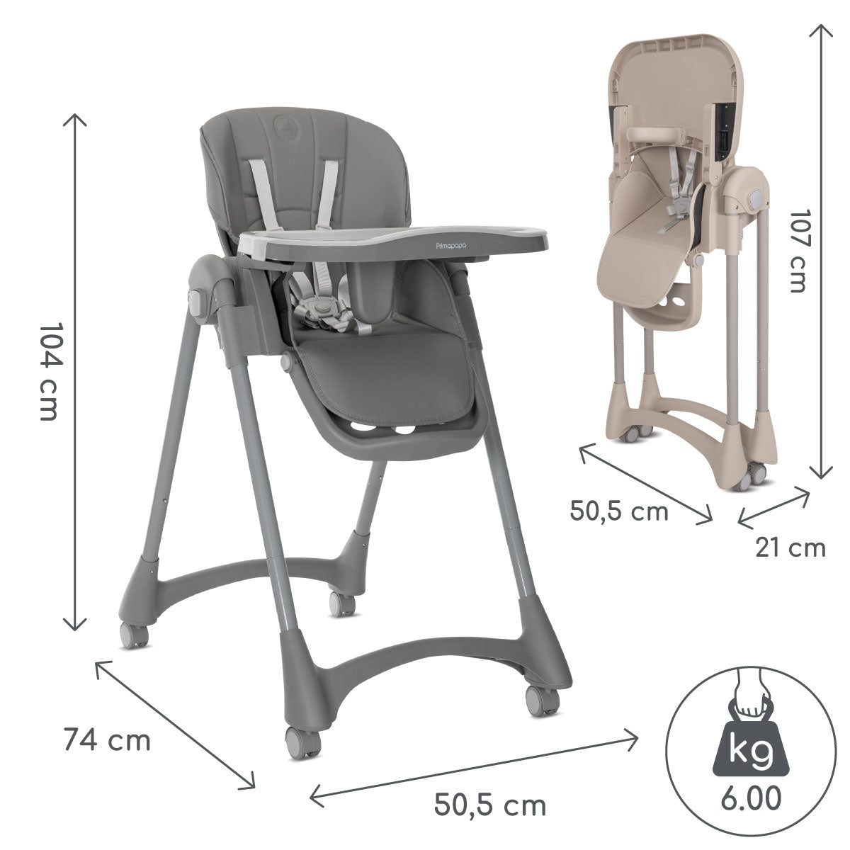 Lorelli Primapapa - krzesełko do karmienia | Grey.