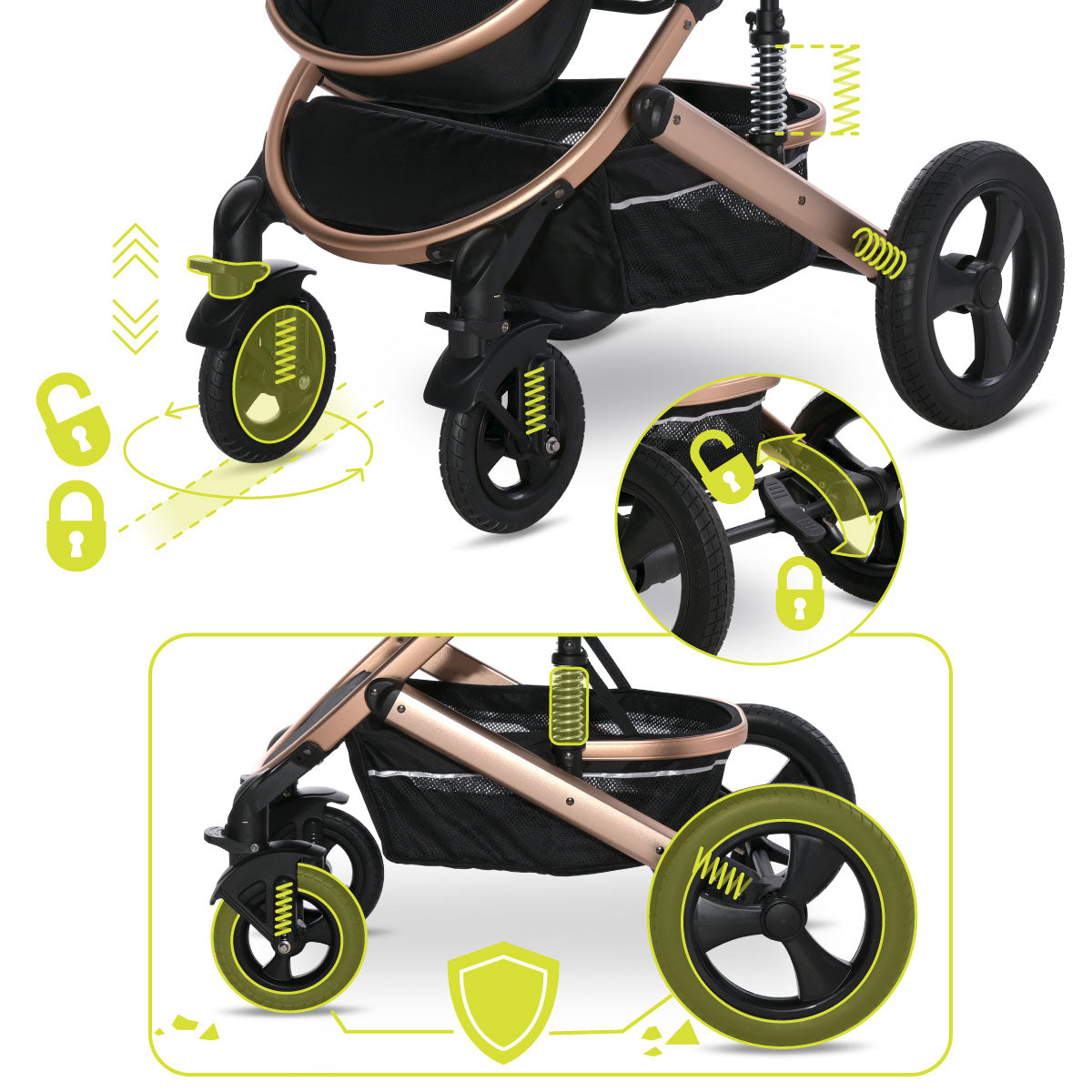 Lorelli Boston - wózek wielofunkcyjny 2w1 | Loden Green + adaptery