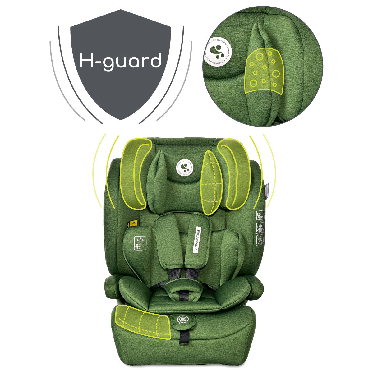 Lorelli Adventure - fotelik i-Size 76-150cm | Green.