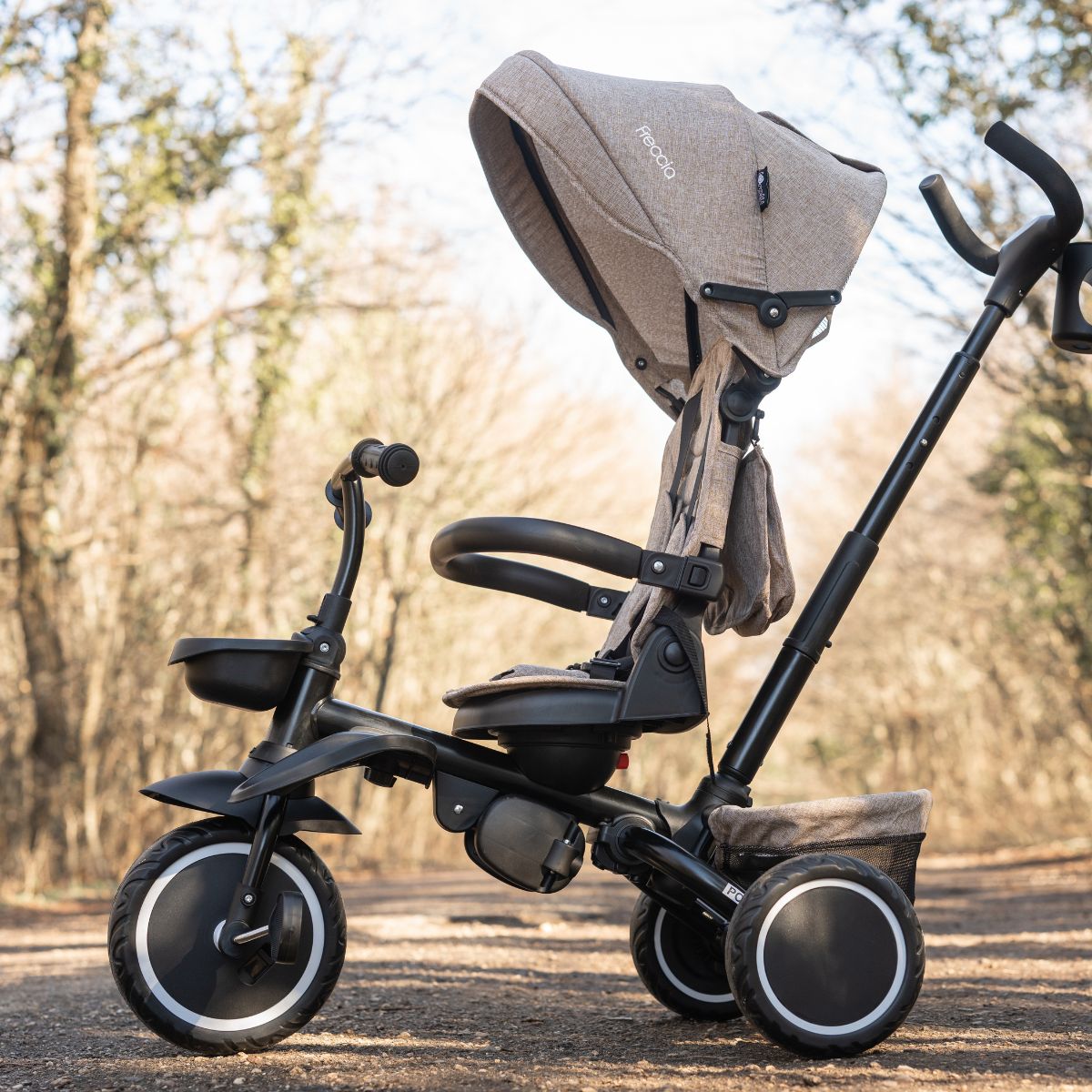 Lorelli Freccia - rowerek trójkołowy 5w1 pchacz składany z funkcją wolnego koła szary.