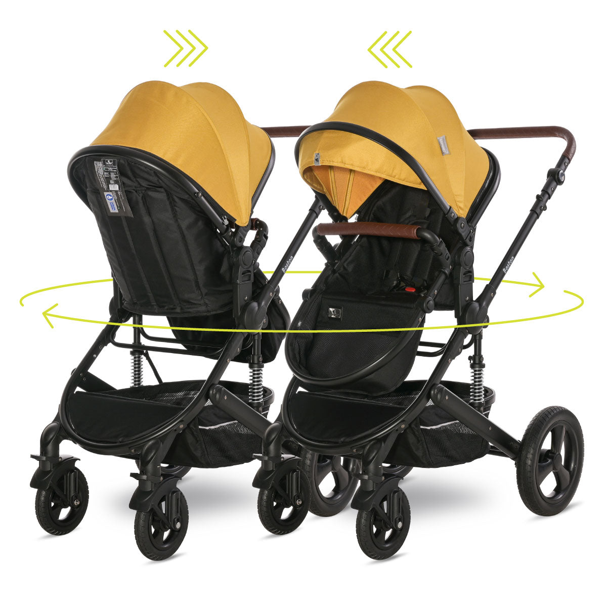 Lorelli Boston - wózek wielofunkcyjny 2w1 | Lemon Curry + adaptery