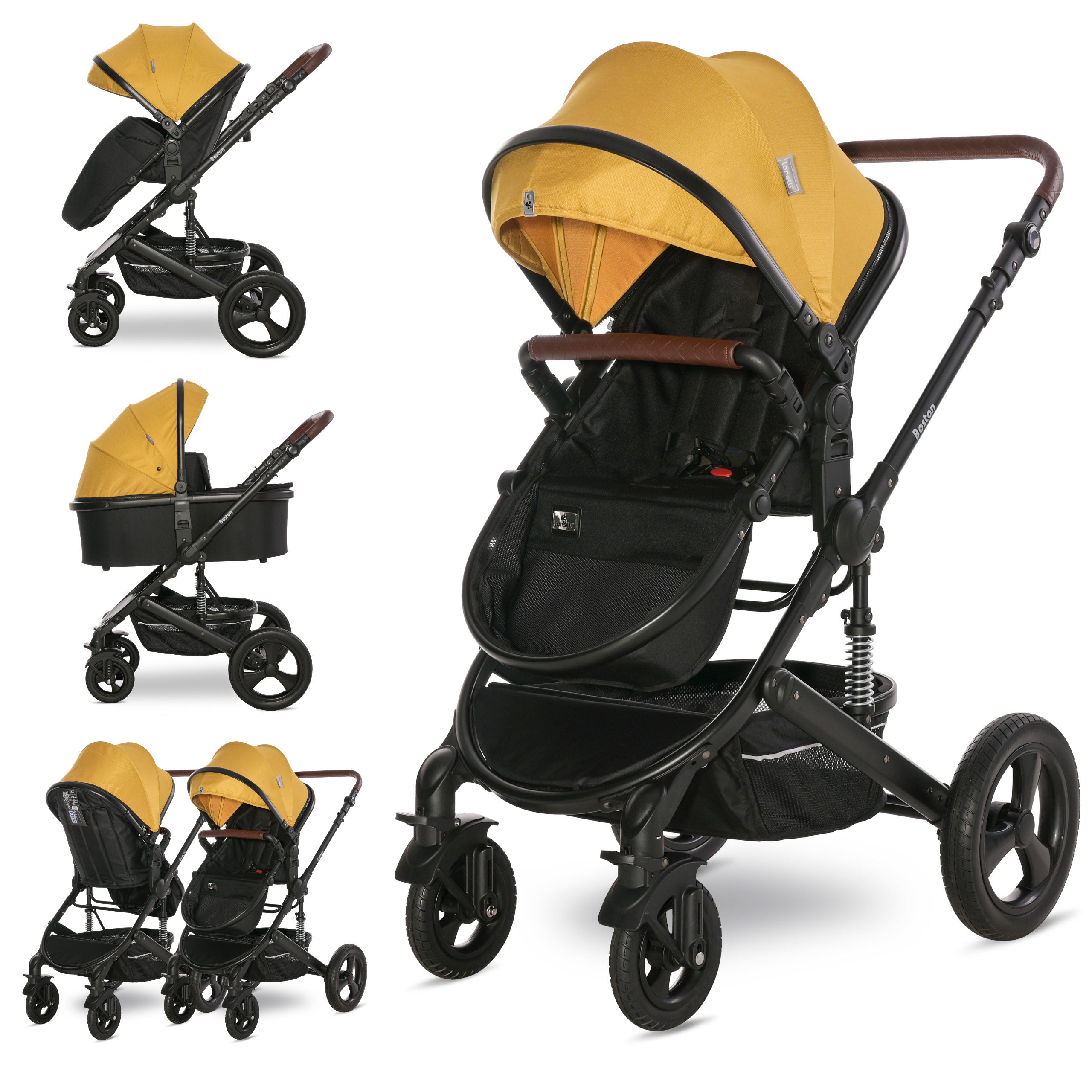 Lorelli Boston - wózek wielofunkcyjny 2w1 | Lemon Curry + adaptery