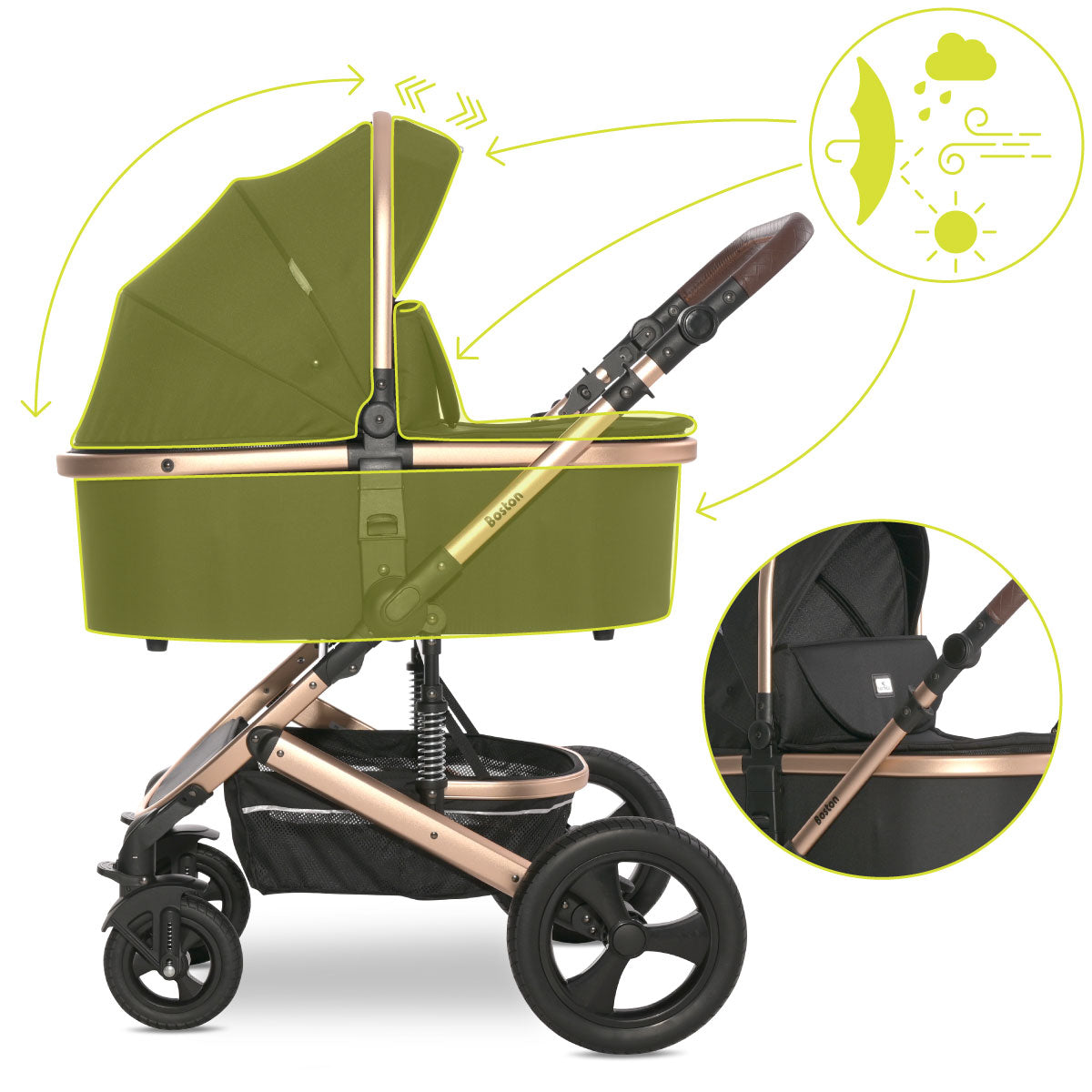 Lorelli Boston - wózek wielofunkcyjny 2w1 | Black + adaptery