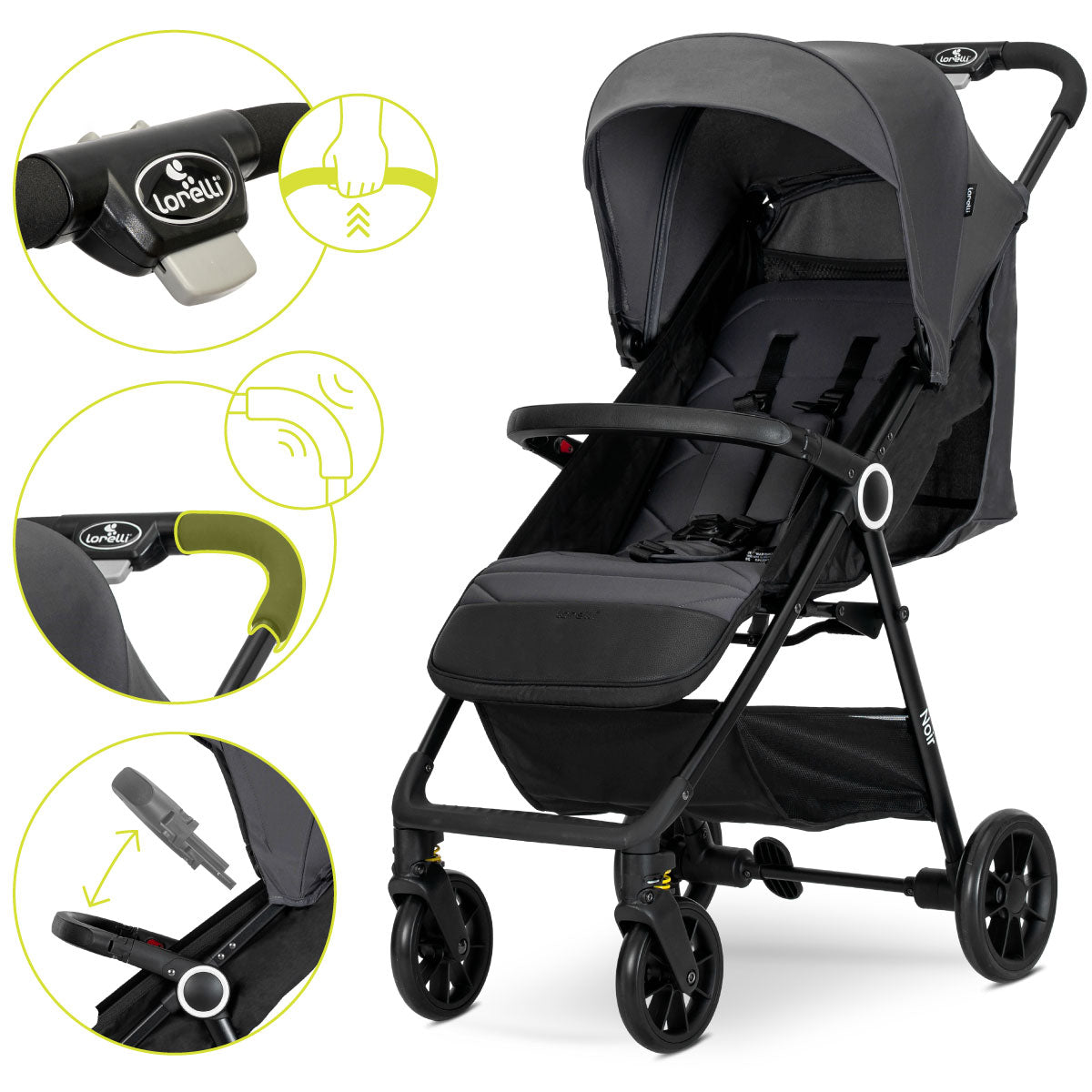 Lorelli Noir - wózek spacerowy do 22kg | Grey